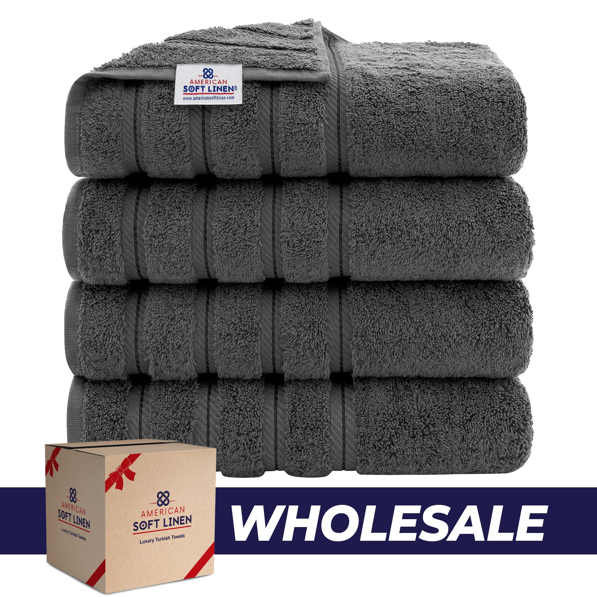 American Soft Linen 100% Turkish Cotton 4 Pack Bath Towel Set Wholesale  gray-0
