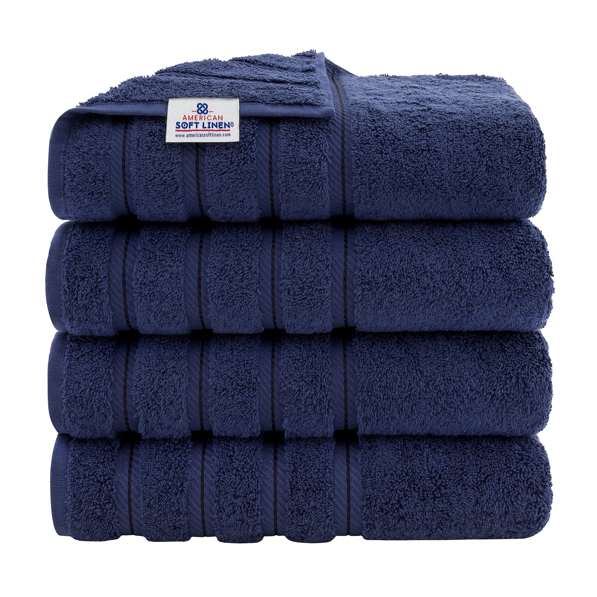 American Soft Linen 100% Turkish Cotton 4 Pack Bath Towel Set Wholesale  navy-blue-1