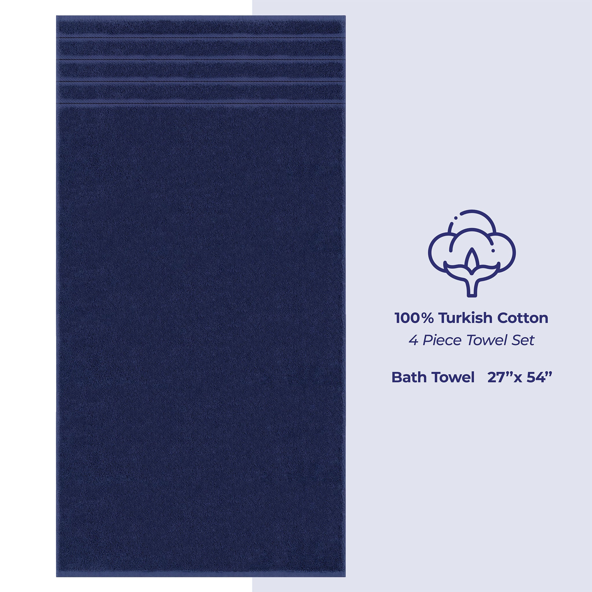 American Soft Linen 100% Turkish Cotton 4 Pack Bath Towel Set Wholesale navy-blue-4