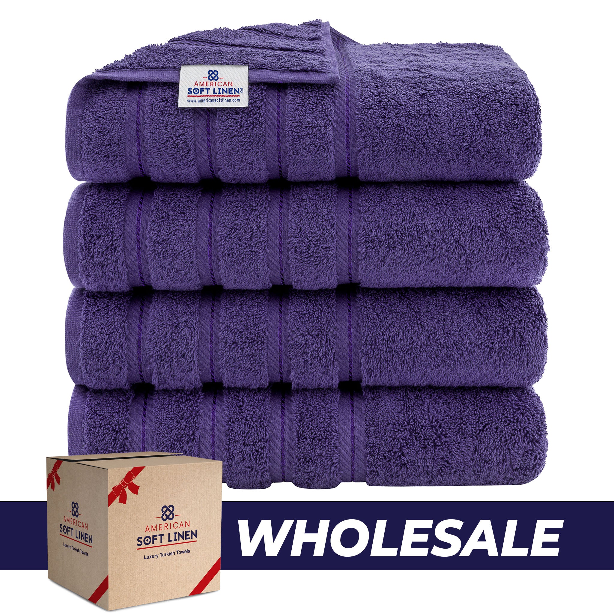 American Soft Linen 100% Turkish Cotton 4 Pack Bath Towel Set Wholesale purple-0
