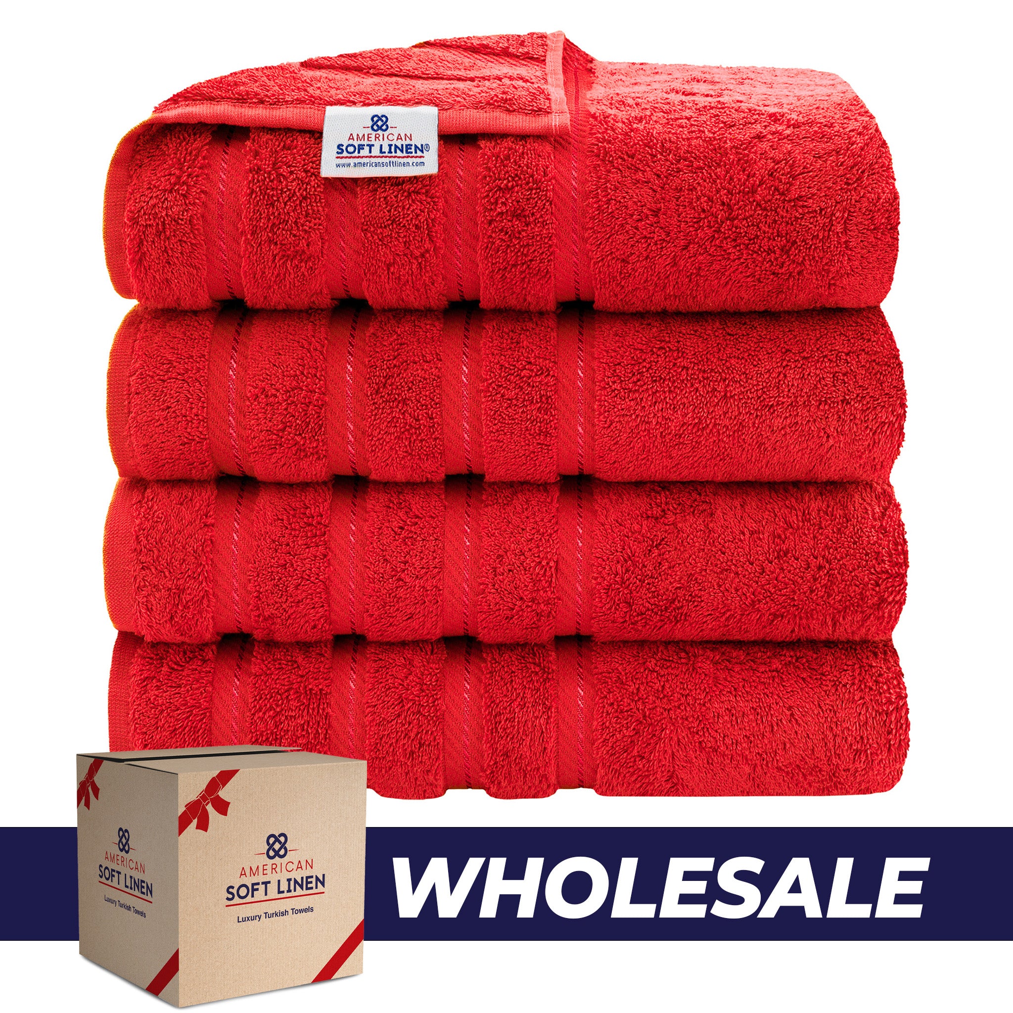 American Soft Linen 100% Turkish Cotton 4 Pack Bath Towel Set Wholesale red-0