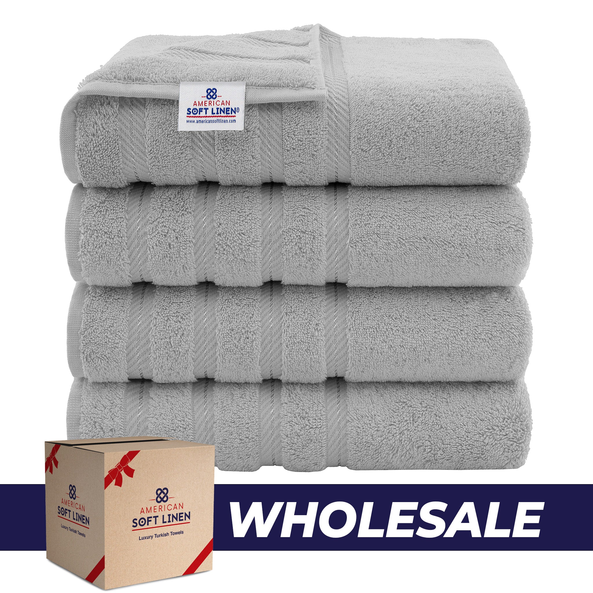 American Soft Linen 100% Turkish Cotton 4 Pack Bath Towel Set Wholesale rockridge-gray-0