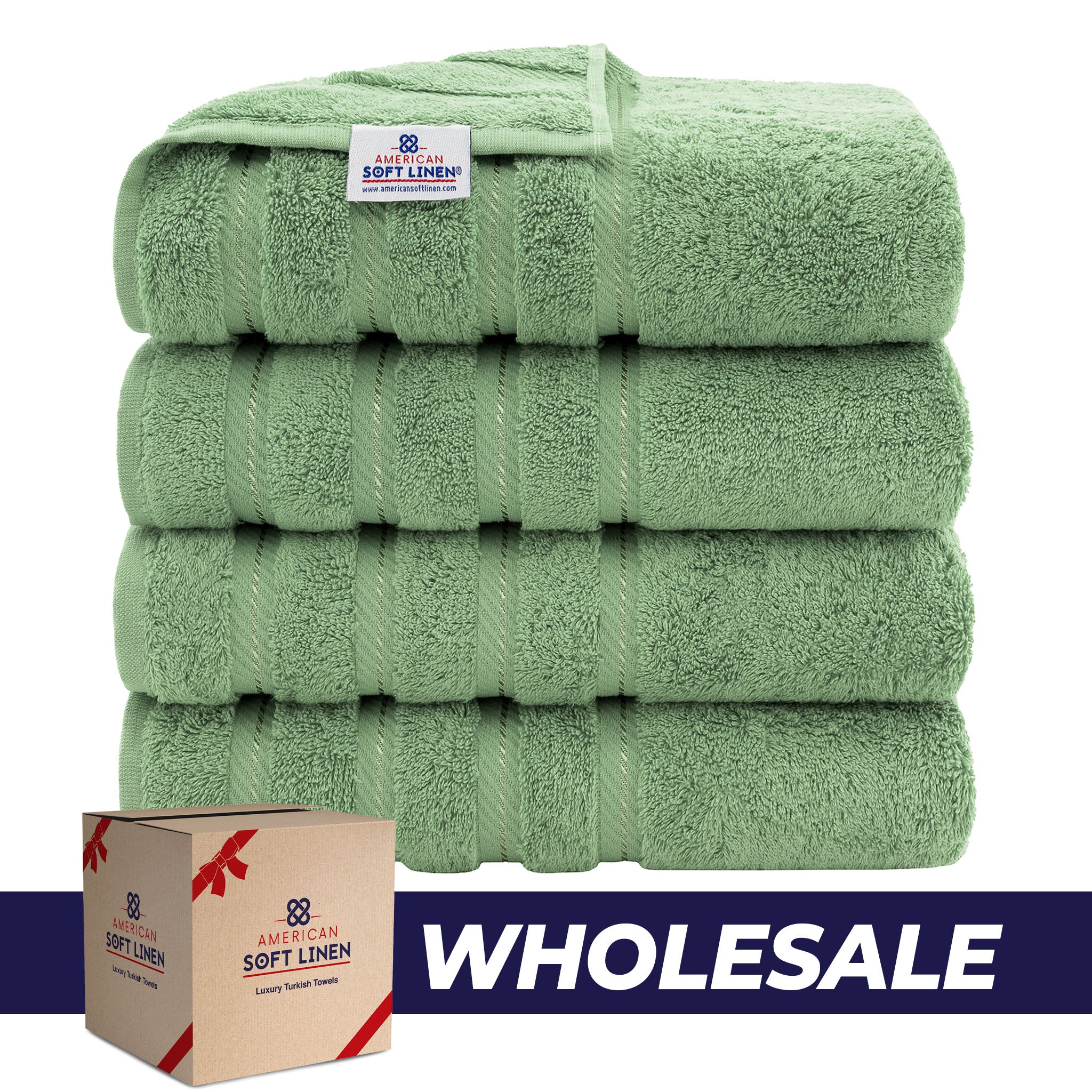 American Soft Linen 100% Turkish Cotton 4 Pack Bath Towel Set Wholesale sage-green-0