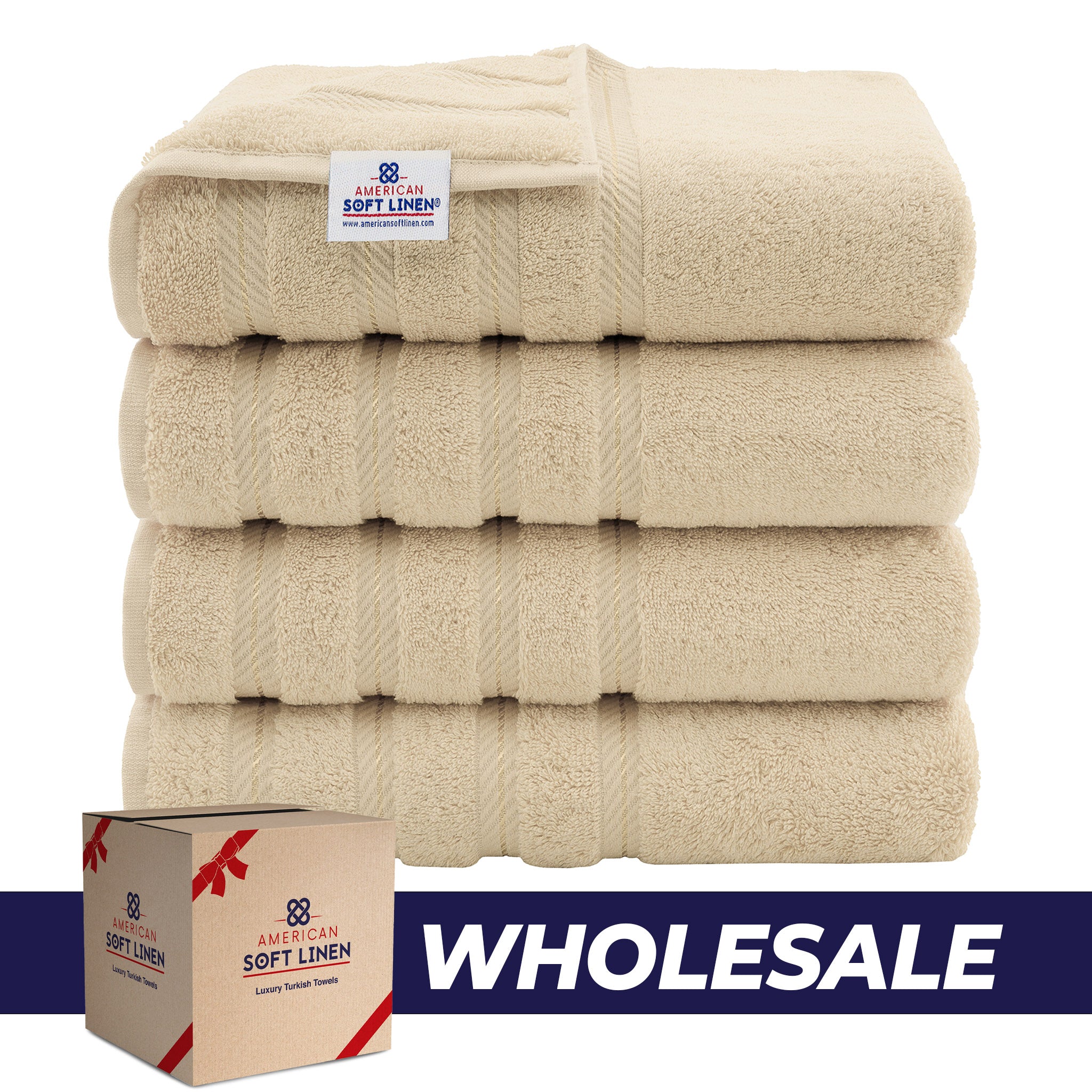 American Soft Linen 100% Turkish Cotton 4 Pack Bath Towel Set Wholesale sand-taupe-0