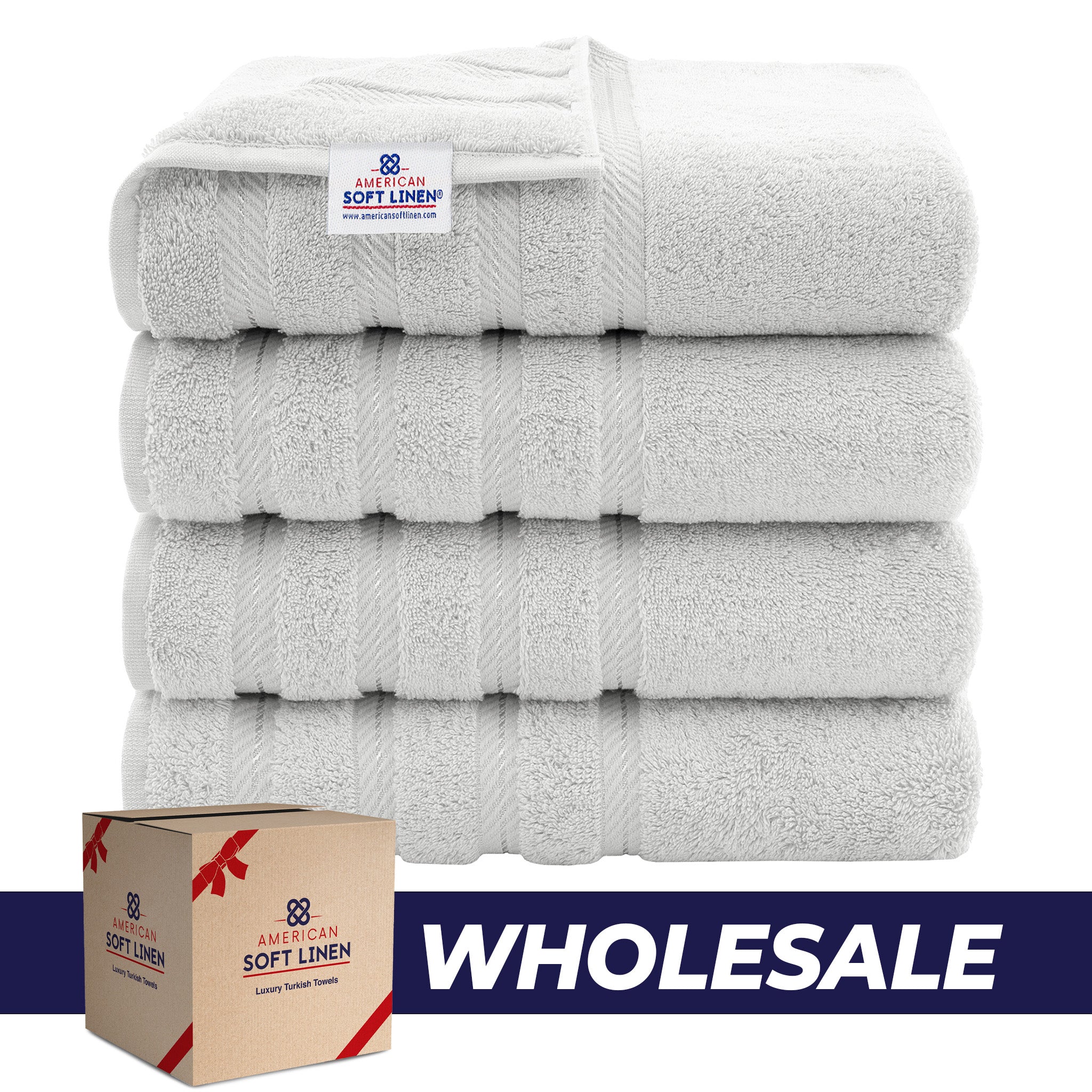 American Soft Linen 100% Turkish Cotton 4 Pack Bath Towel Set Wholesale silver-gray-0