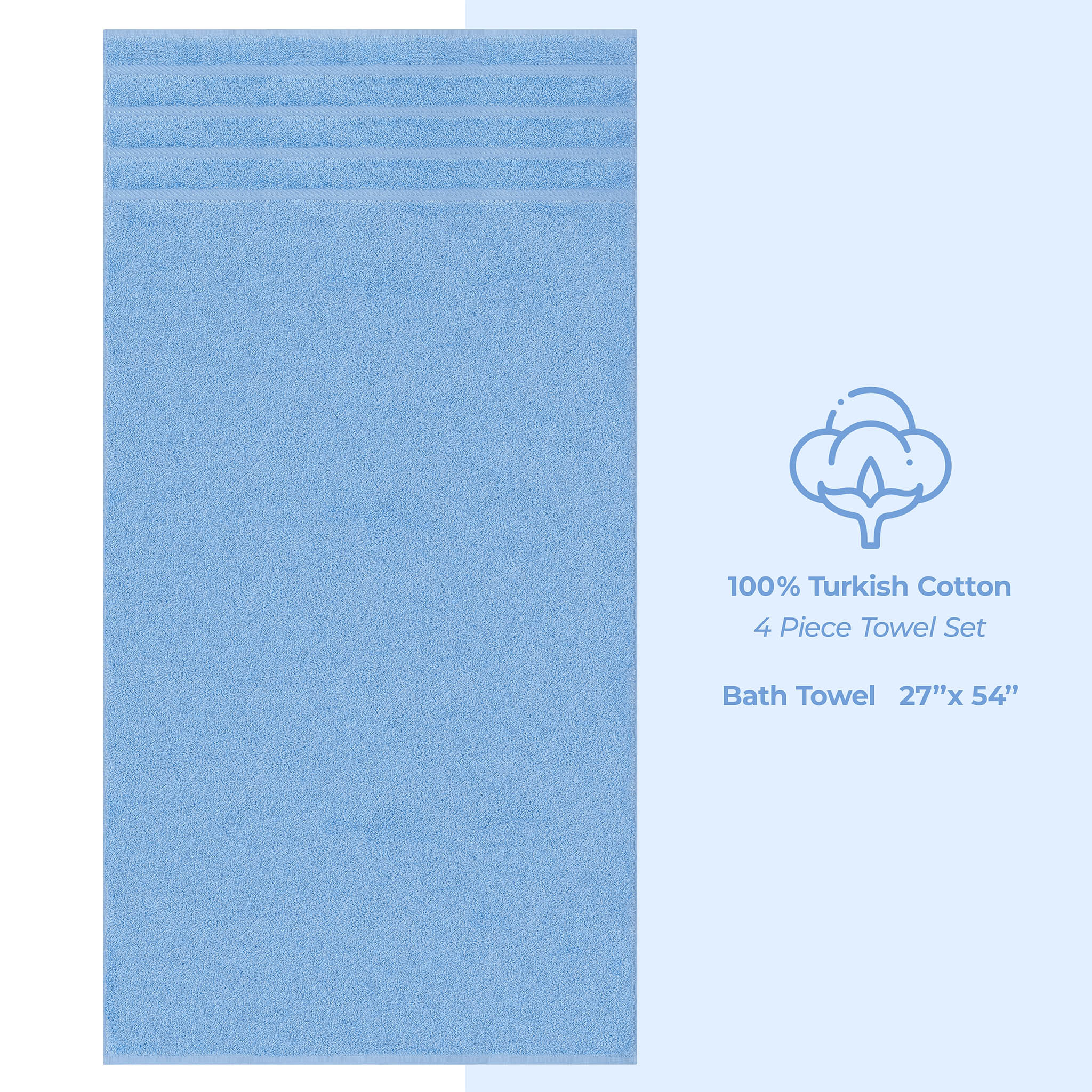 American Soft Linen 100% Turkish Cotton 4 Pack Bath Towel Set Wholesale sky-blue-4