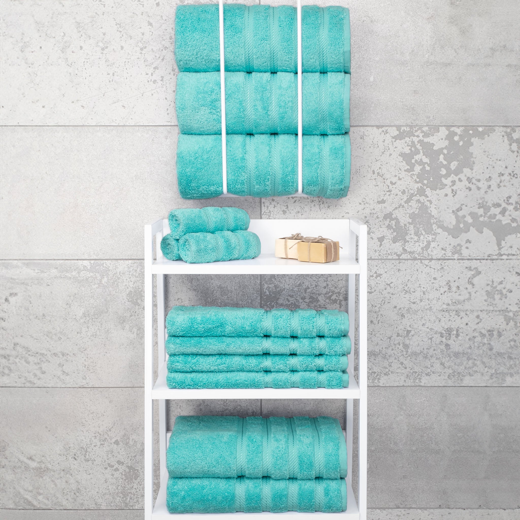 American Soft Linen 100% Turkish Cotton 4 Pack Bath Towel Set Wholesale turquoise-blue-7
