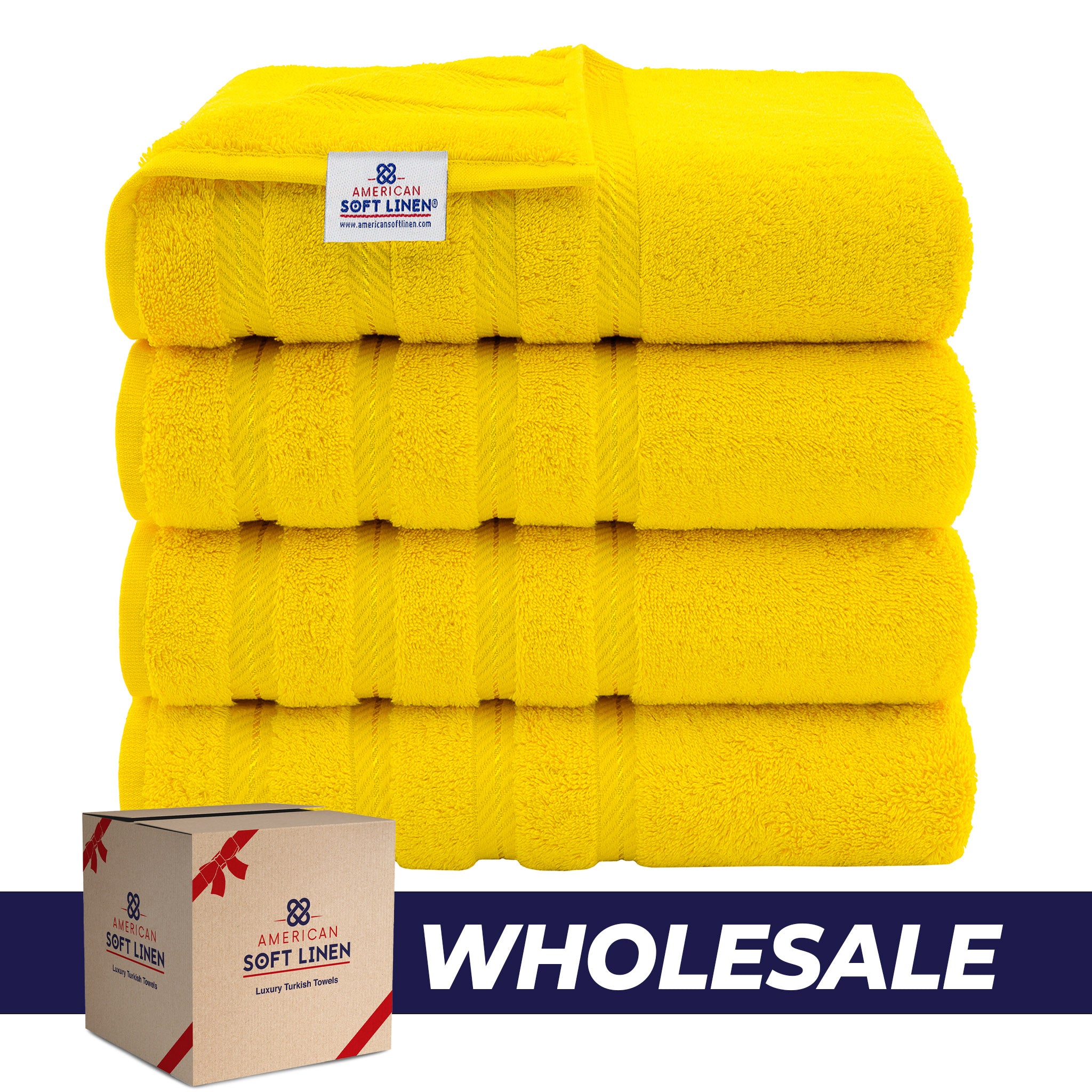 American Soft Linen 100% Turkish Cotton 4 Pack Bath Towel Set Wholesale yellow-0