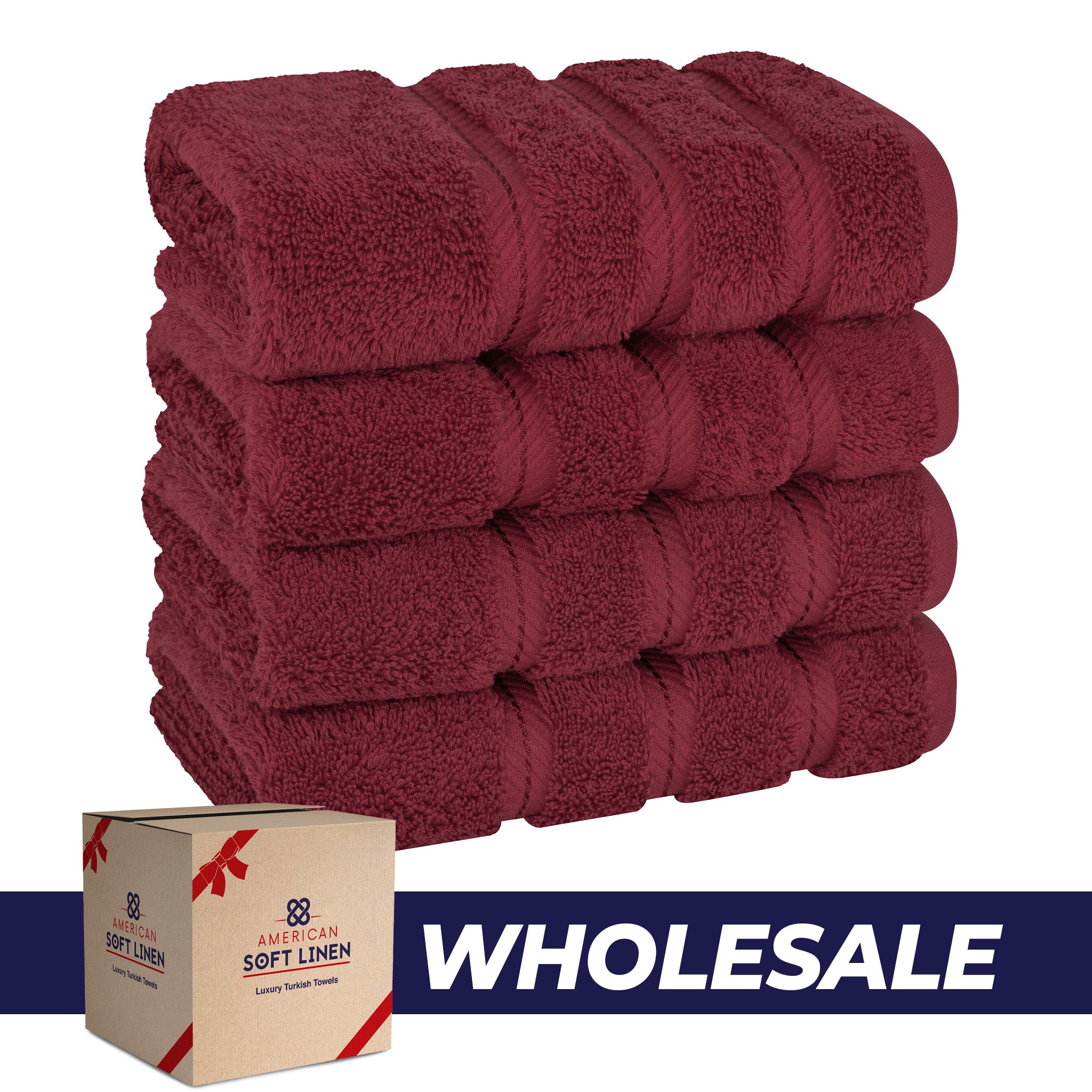 American Soft Linen 100% Turkish Cotton 4 Pack Hand Towel Set Wholesale bordeaux-red-0