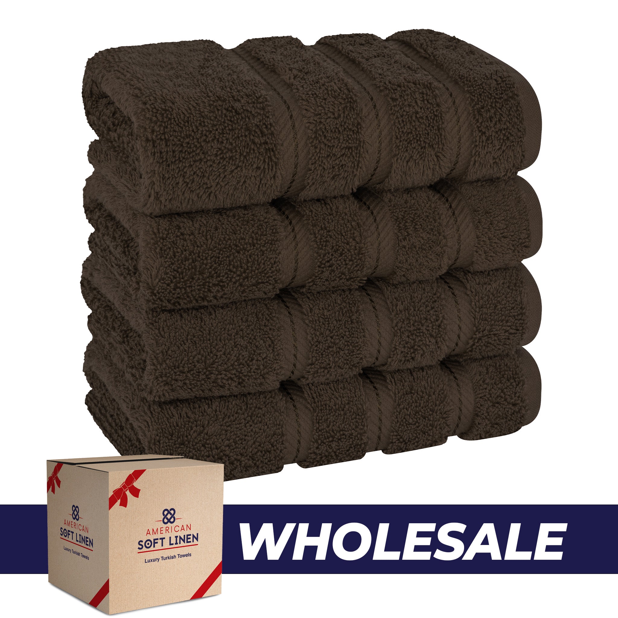 American Soft Linen 100% Turkish Cotton 4 Pack Hand Towel Set Wholesale chocolate-brown-0