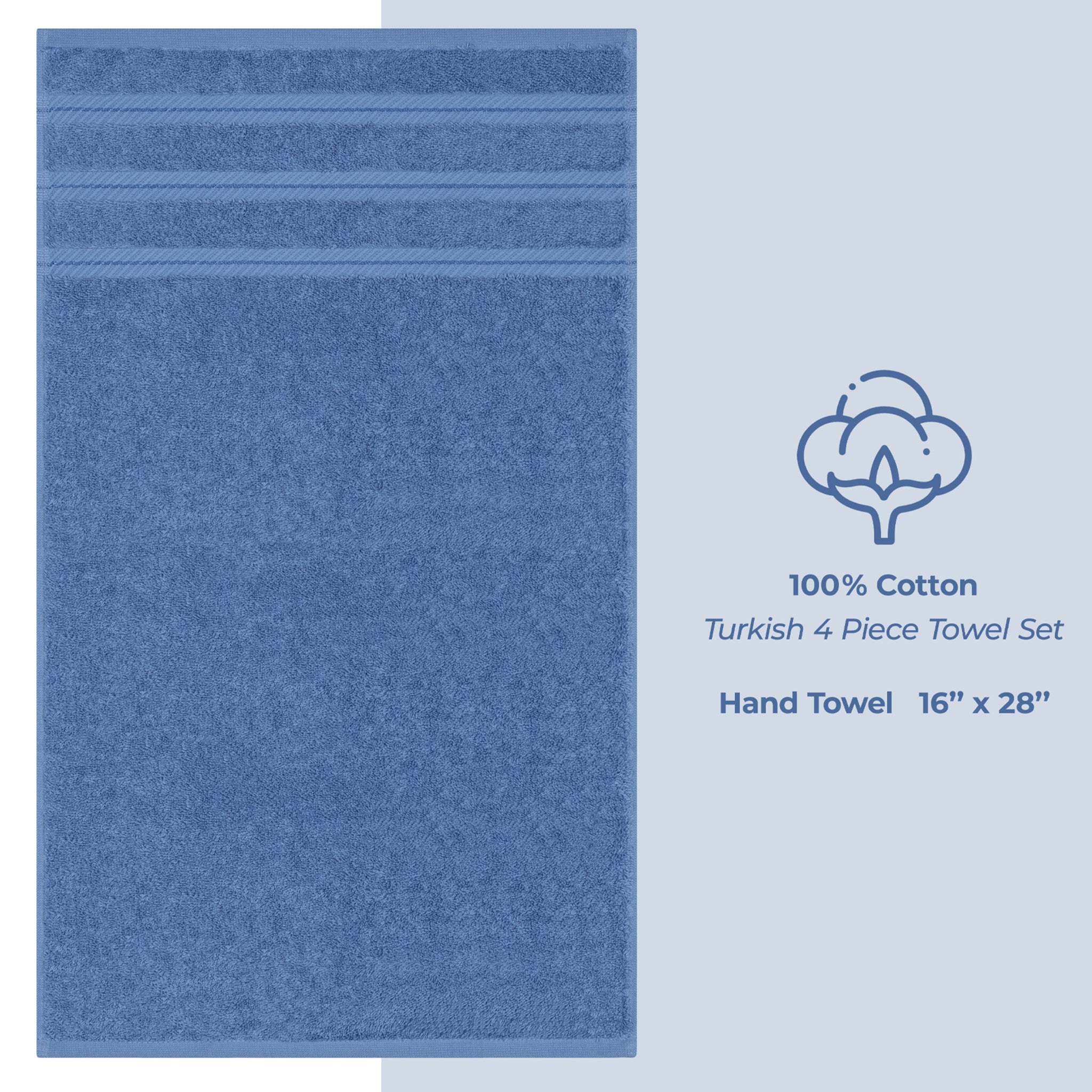American Soft Linen 100% Turkish Cotton 4 Pack Hand Towel Set Wholesale electric-blue-4