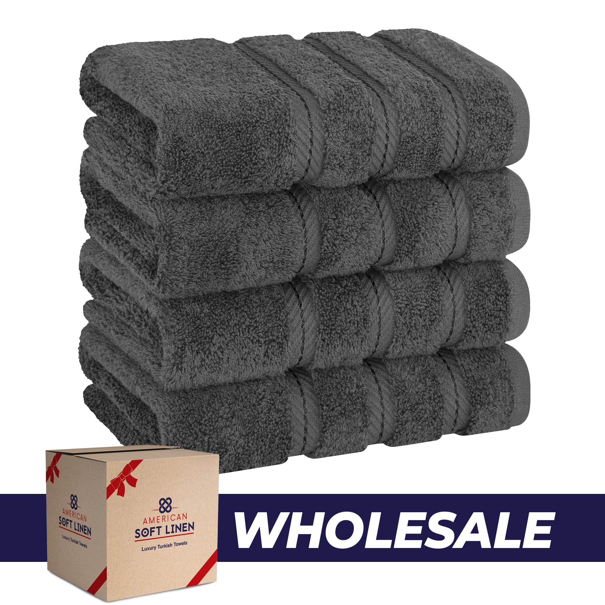 American Soft Linen 100% Turkish Cotton 4 Pack Hand Towel Set Wholesale gray-0
