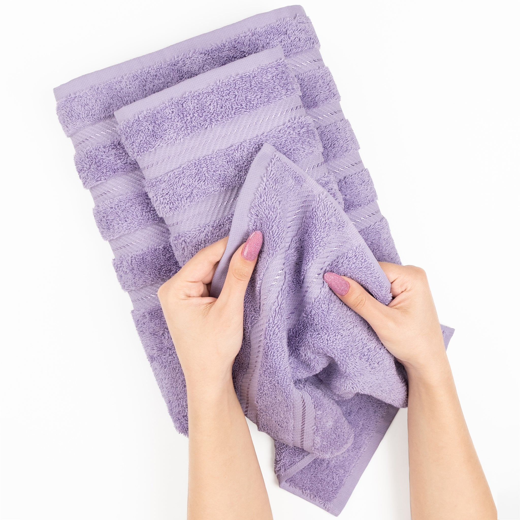 American Soft Linen 100% Turkish Cotton 4 Pack Hand Towel Set Wholesale lilac-5