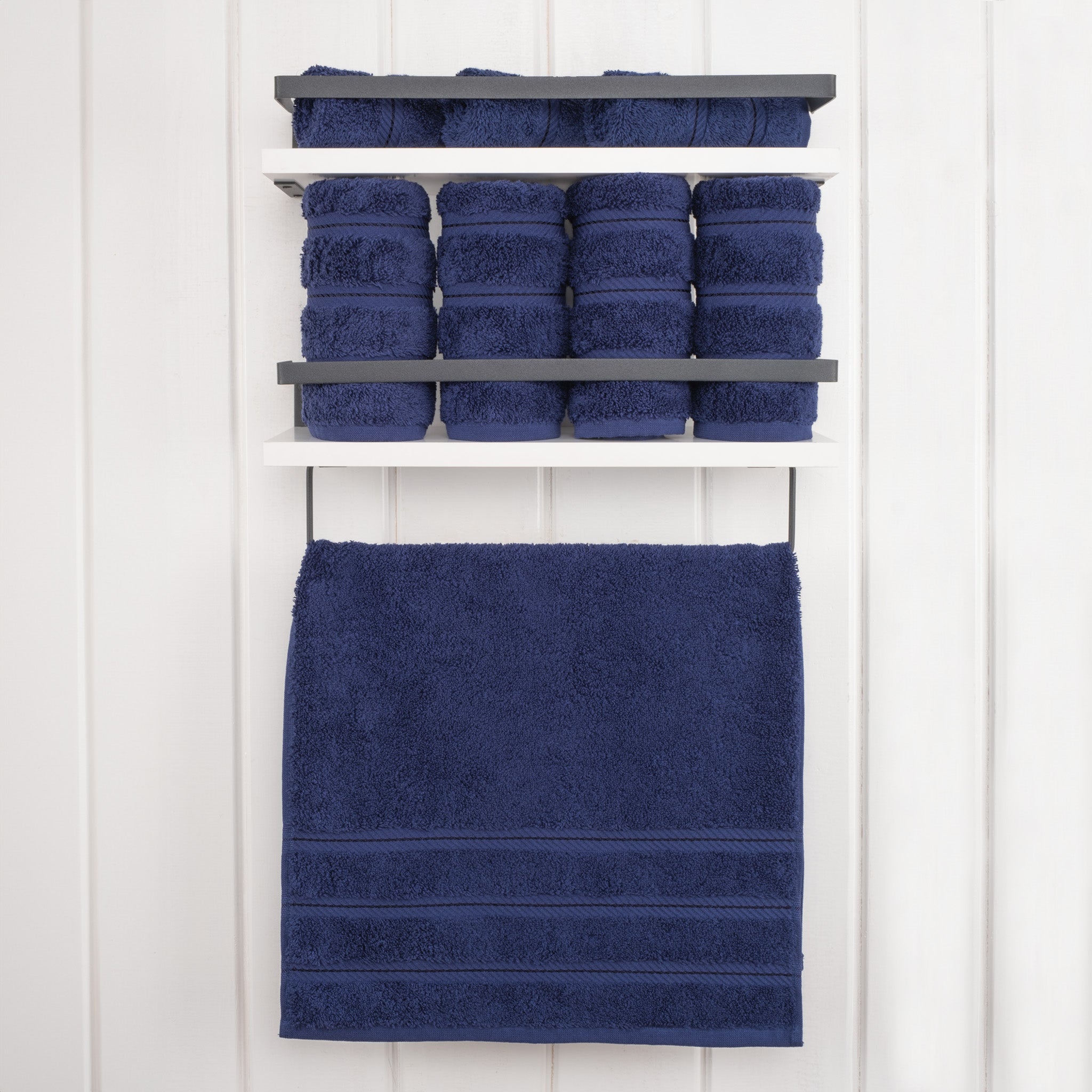 American Soft Linen 100% Turkish Cotton 4 Pack Hand Towel Set Wholesale navy-blue-2