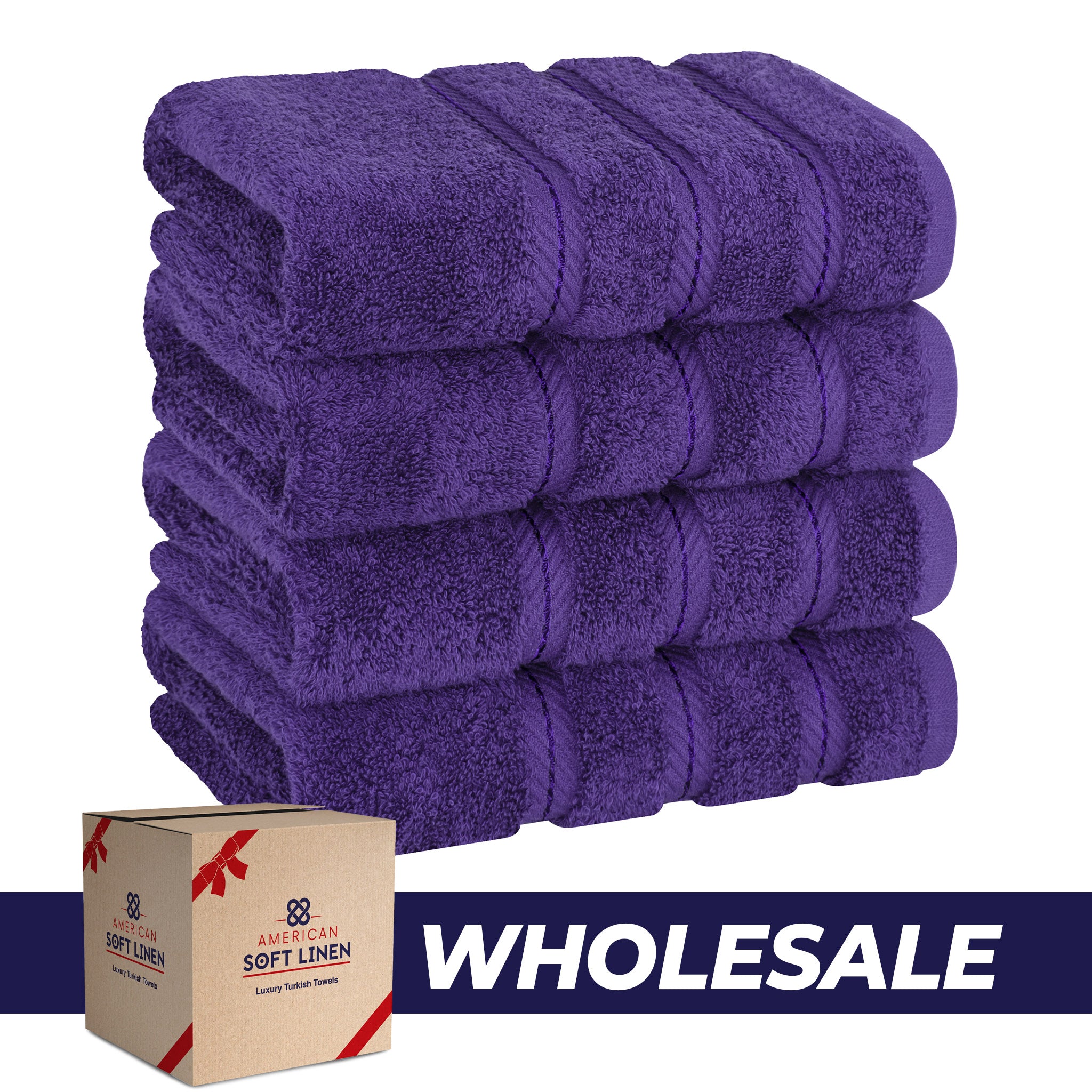 American Soft Linen 100% Turkish Cotton 4 Pack Hand Towel Set Wholesale purple-0