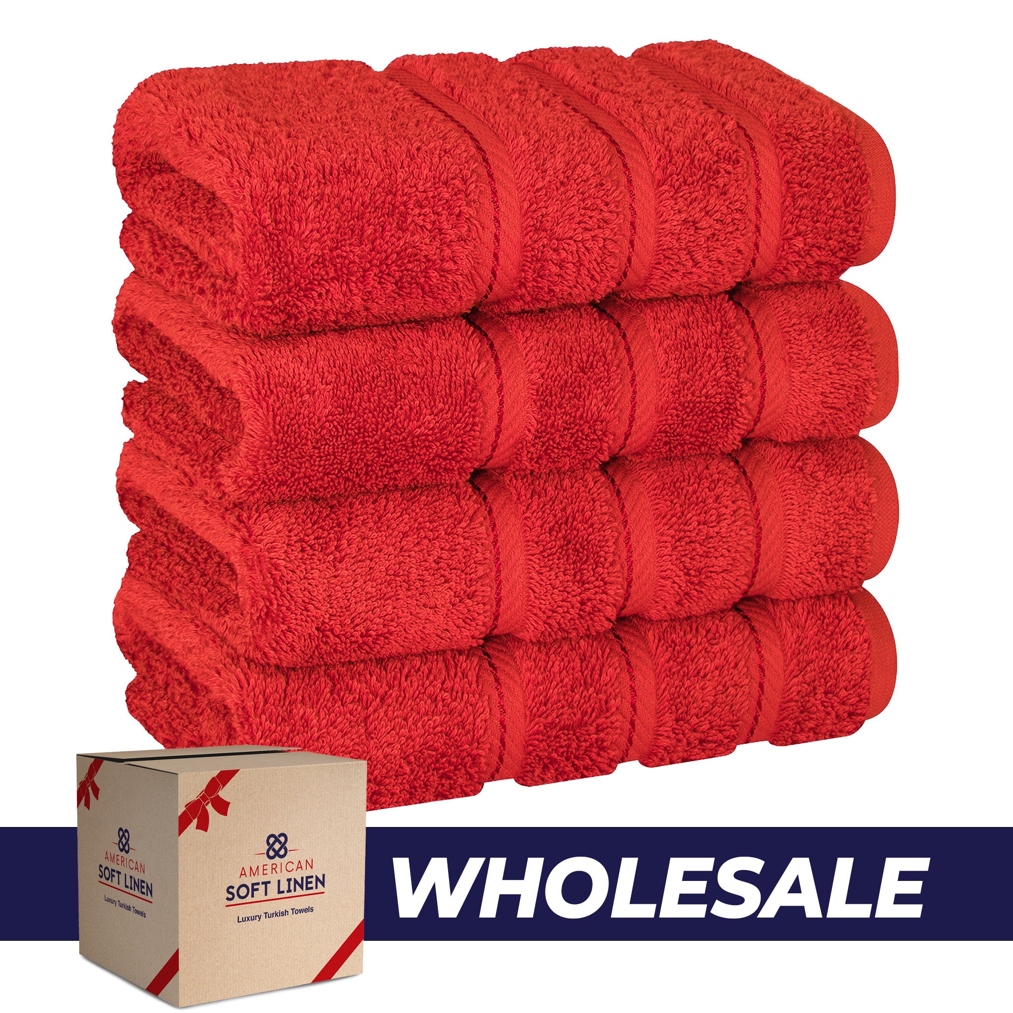 American Soft Linen 100% Turkish Cotton 4 Pack Hand Towel Set Wholesale red-0