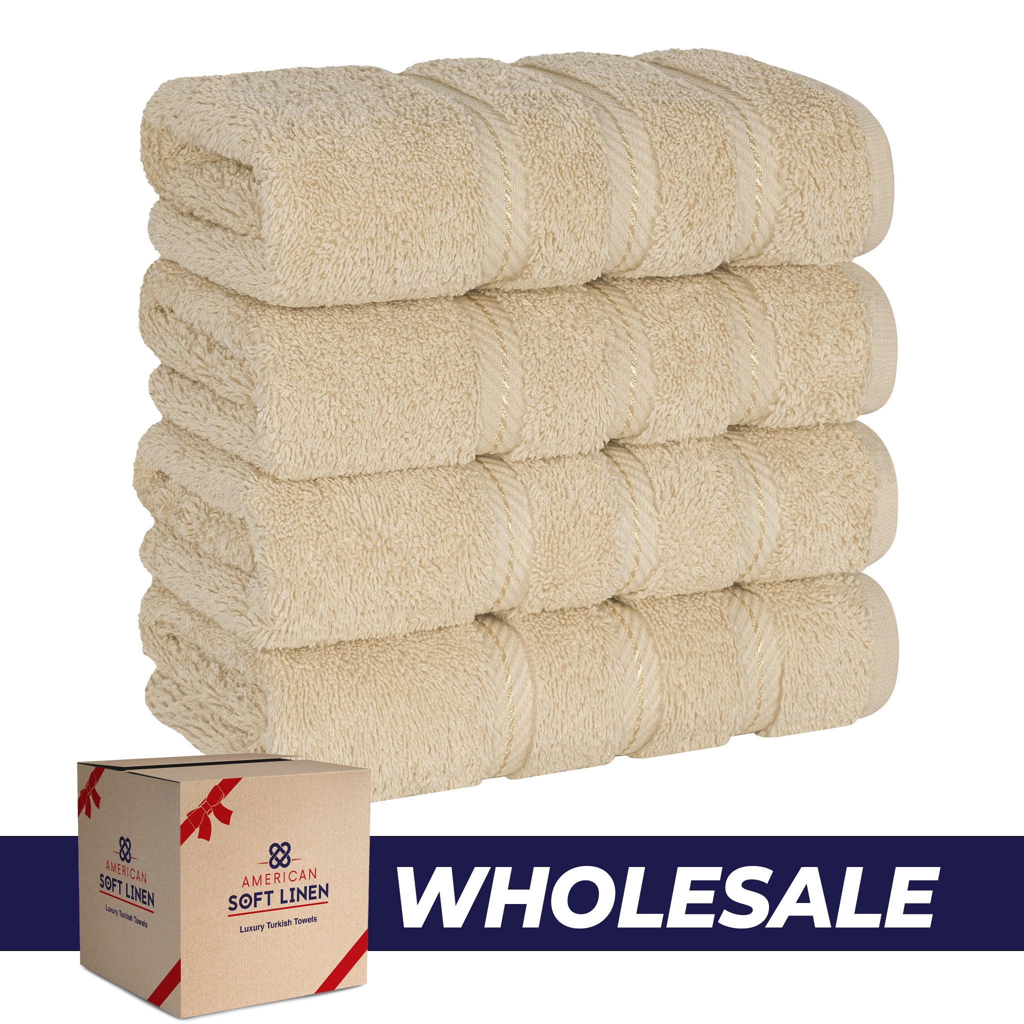 American Soft Linen 100% Turkish Cotton 4 Pack Hand Towel Set Wholesale sand-taupe-0