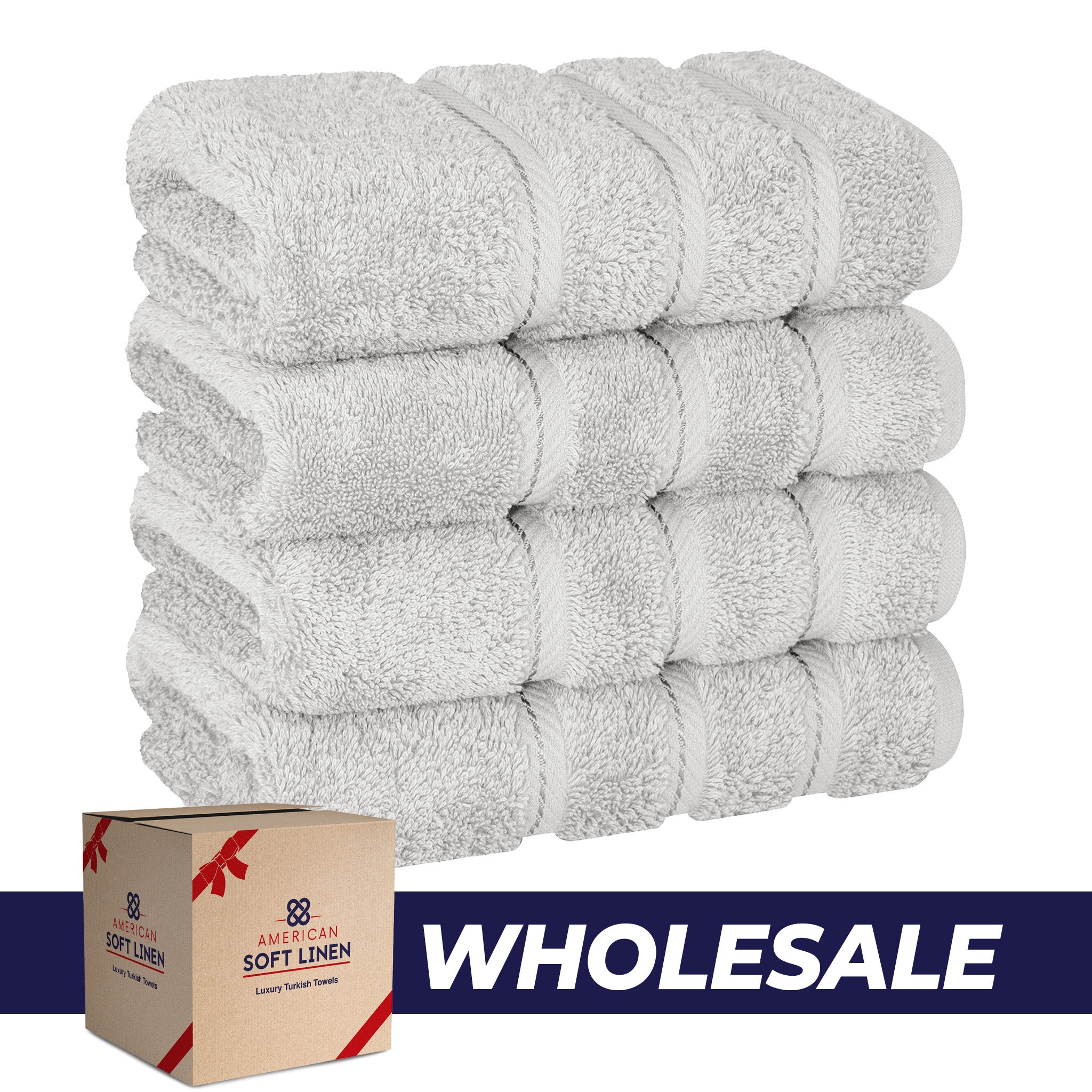 American Soft Linen 100% Turkish Cotton 4 Pack Hand Towel Set Wholesale silver-gray-0