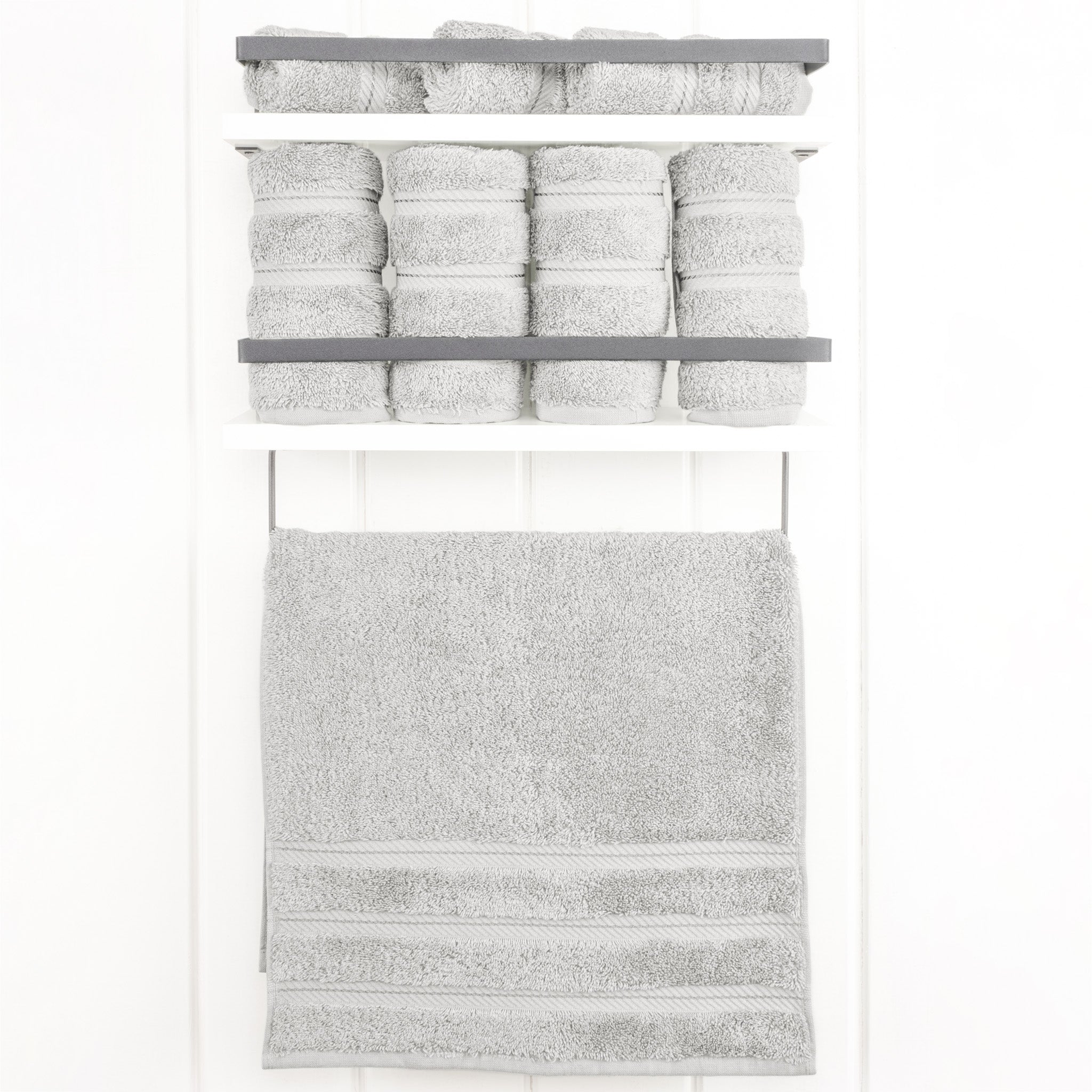 American Soft Linen 100% Turkish Cotton 4 Pack Hand Towel Set Wholesale silver-gray-2