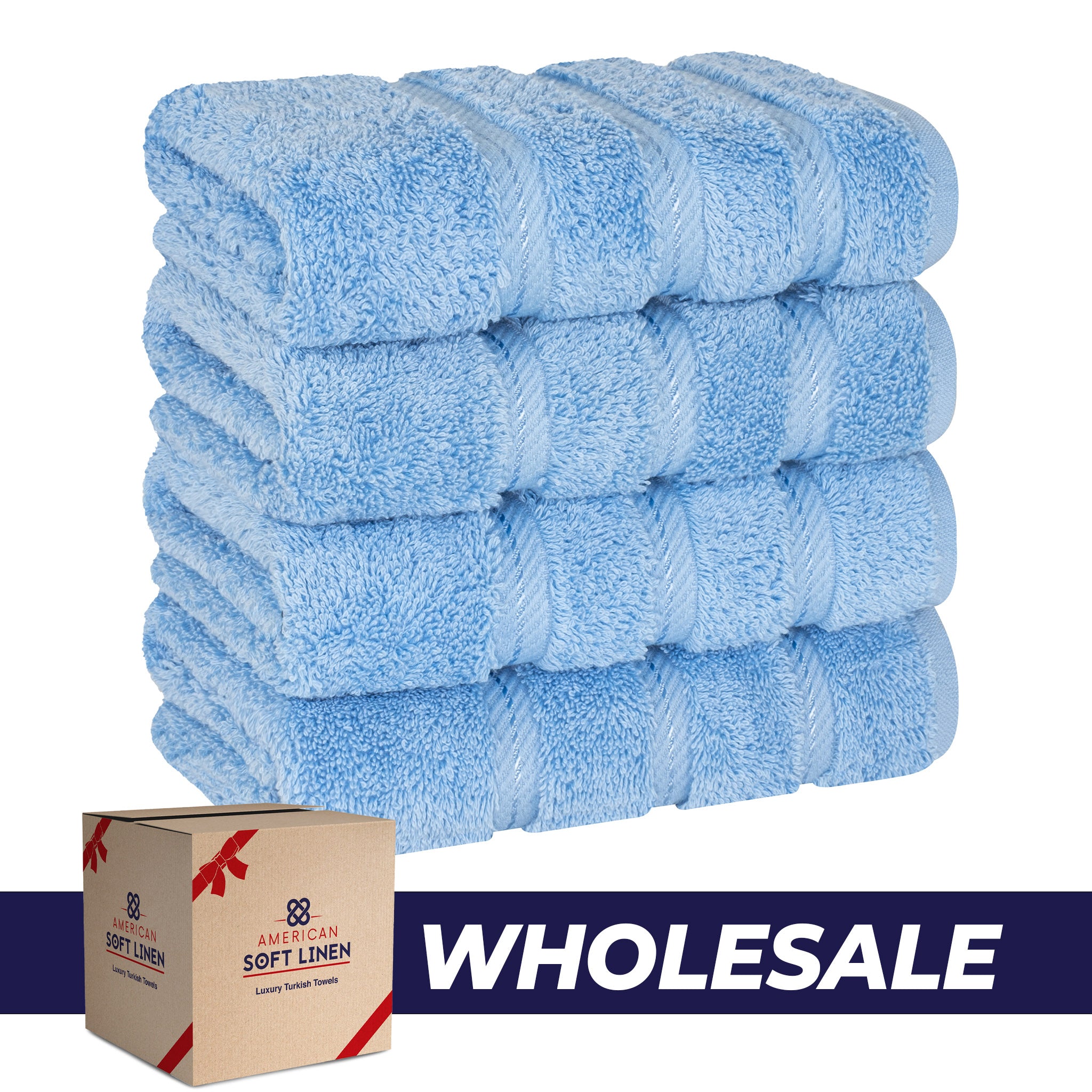 American Soft Linen 100% Turkish Cotton 4 Pack Hand Towel Set Wholesale sky-blue-0