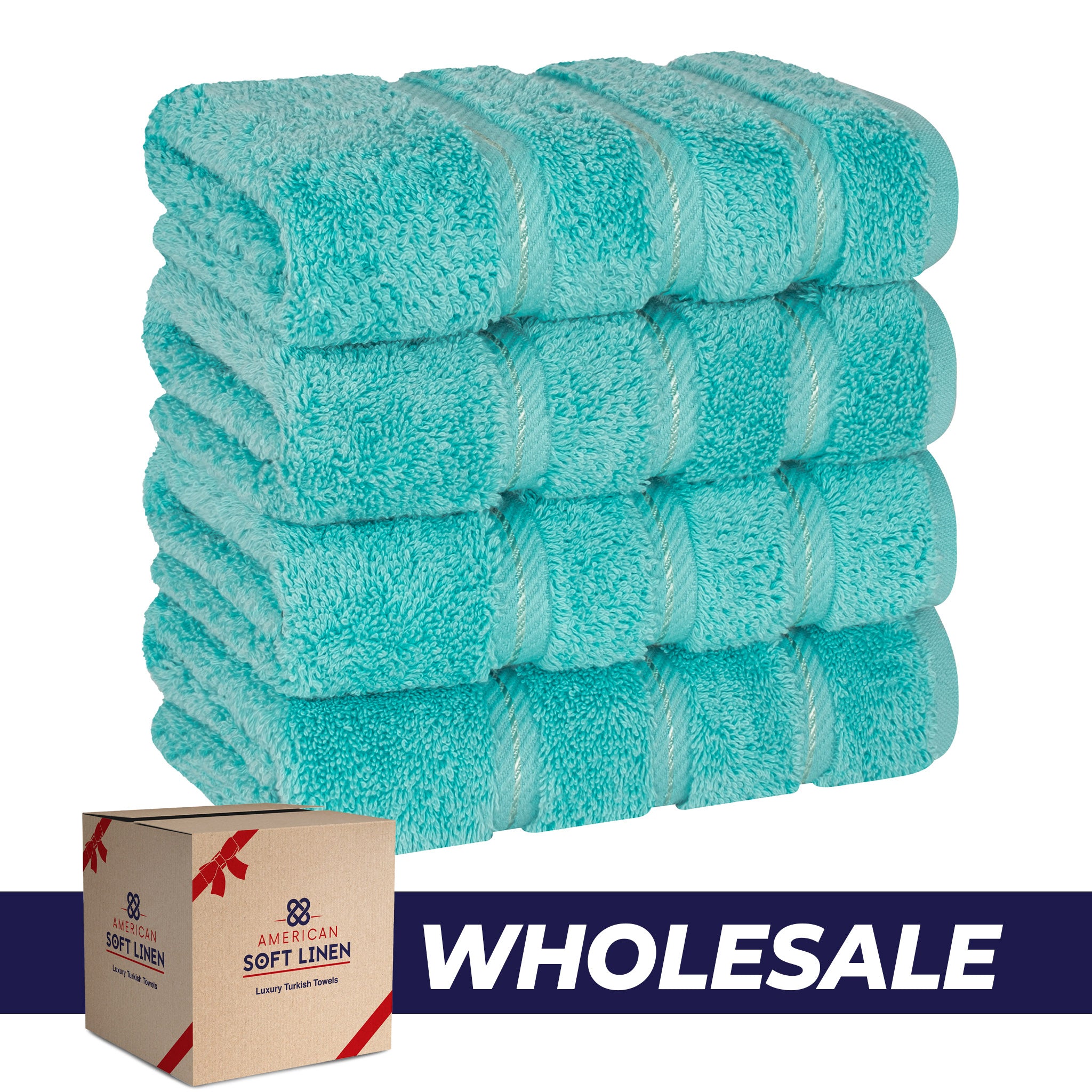 American Soft Linen 100% Turkish Cotton 4 Pack Hand Towel Set Wholesale turquoise-blue-0