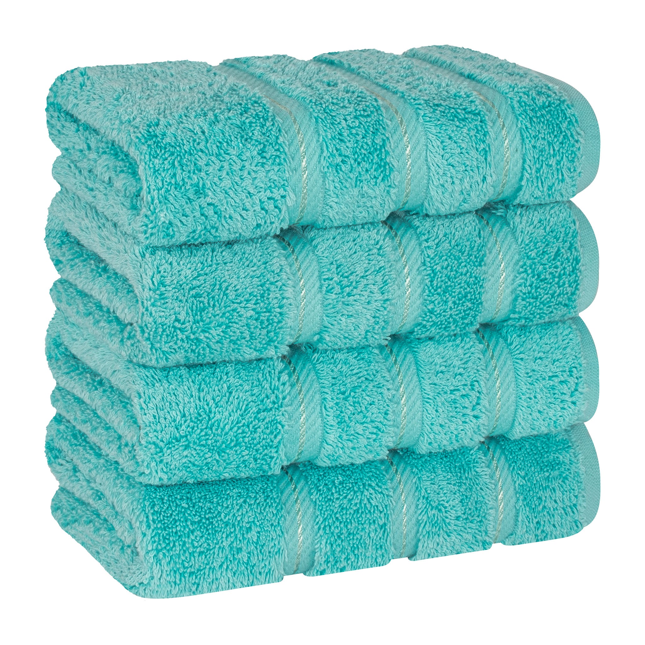 American Soft Linen 100% Turkish Cotton 4 Pack Hand Towel Set Wholesale turquoise-blue-1