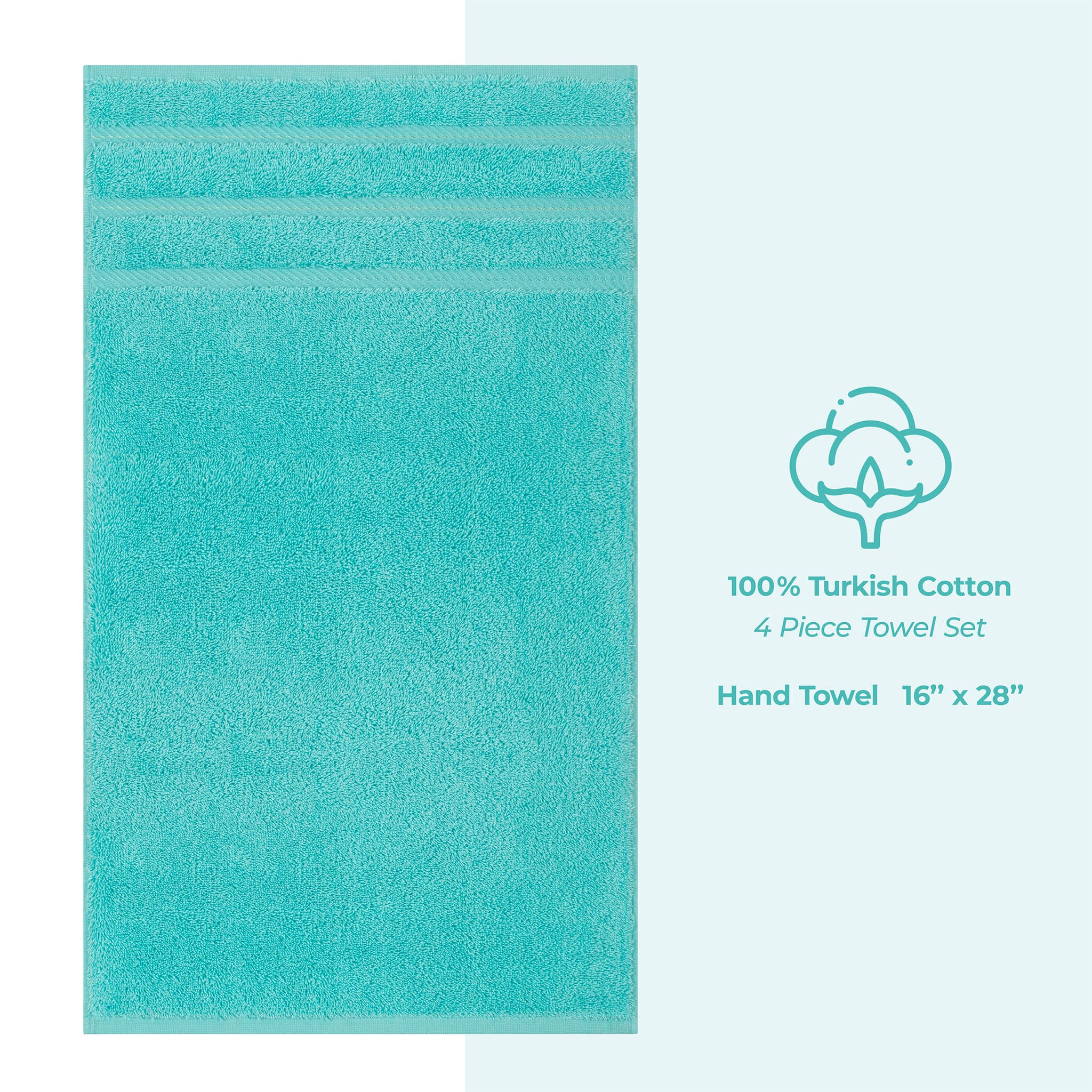 American Soft Linen 100% Turkish Cotton 4 Pack Hand Towel Set Wholesale turquoise-blue-4