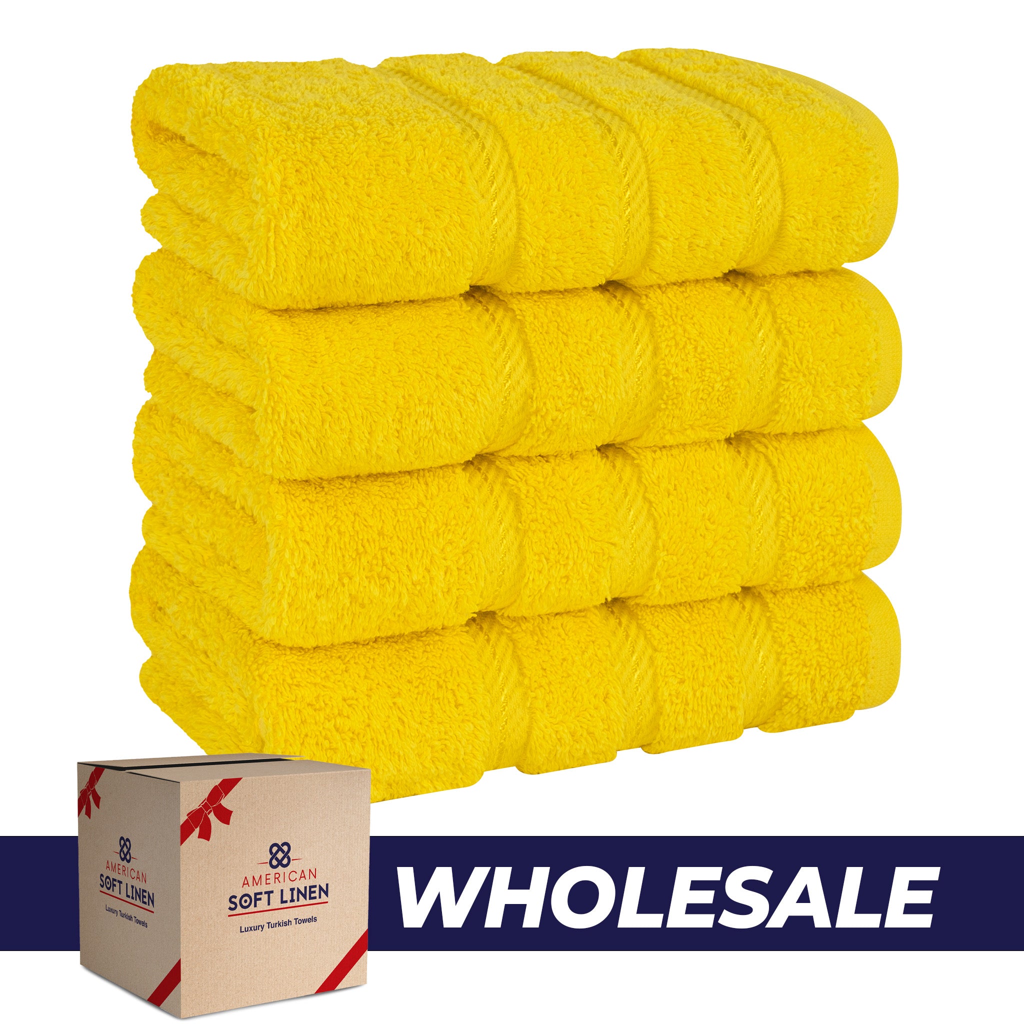 American Soft Linen 100% Turkish Cotton 4 Pack Hand Towel Set Wholesale yellow-0