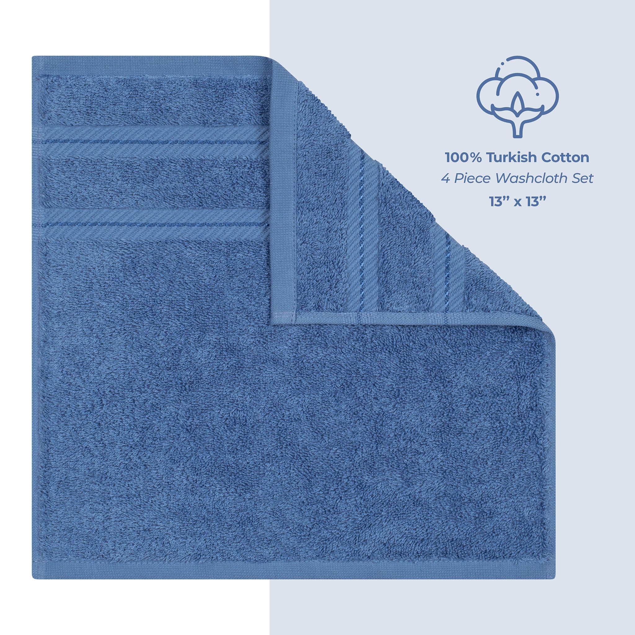  American Soft Linen 100% Turkish Cotton 4 Piece Washcloth Set - Wholesale - electric-blue-4