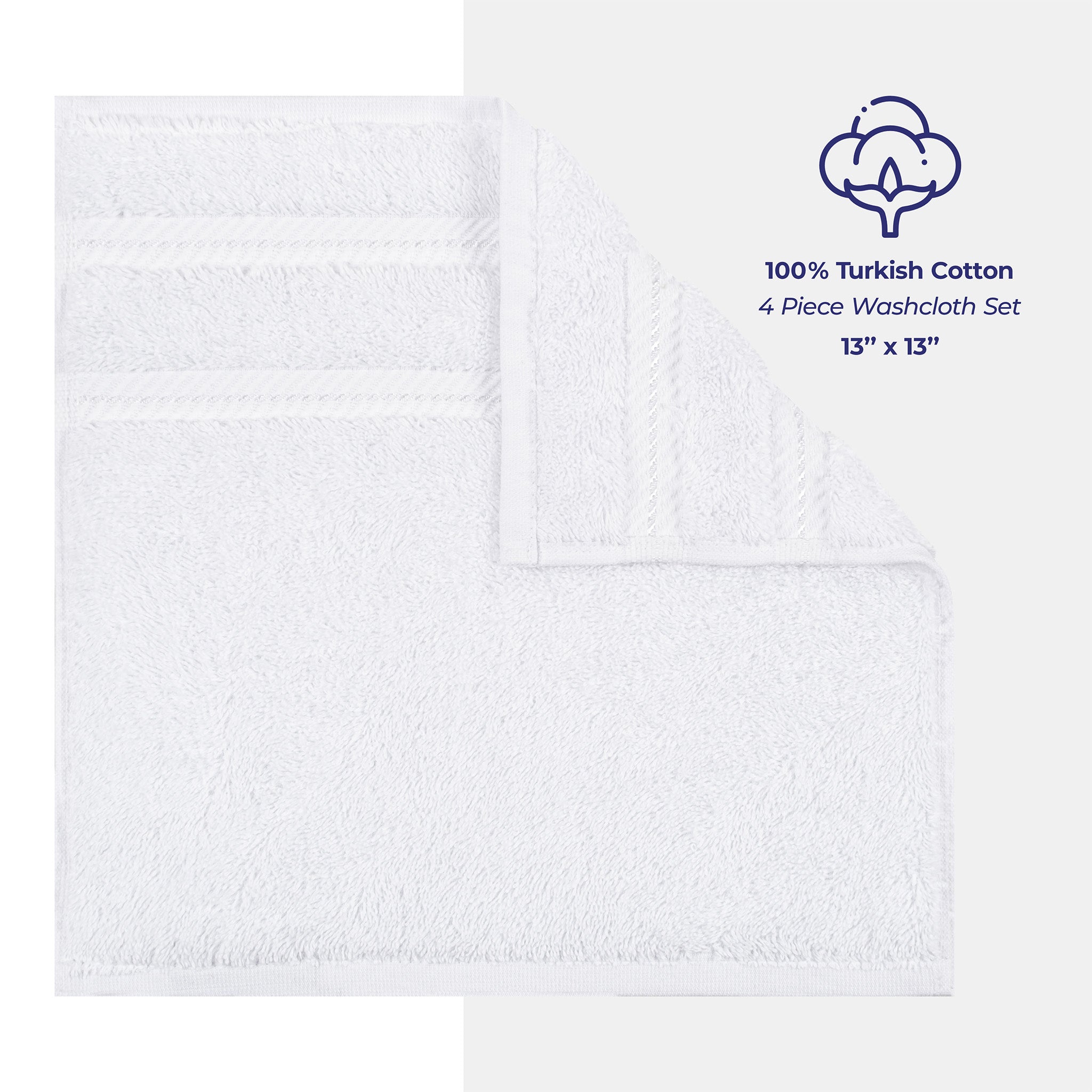  American Soft Linen 100% Turkish Cotton 4 Piece Washcloth Set - Wholesale - white-4