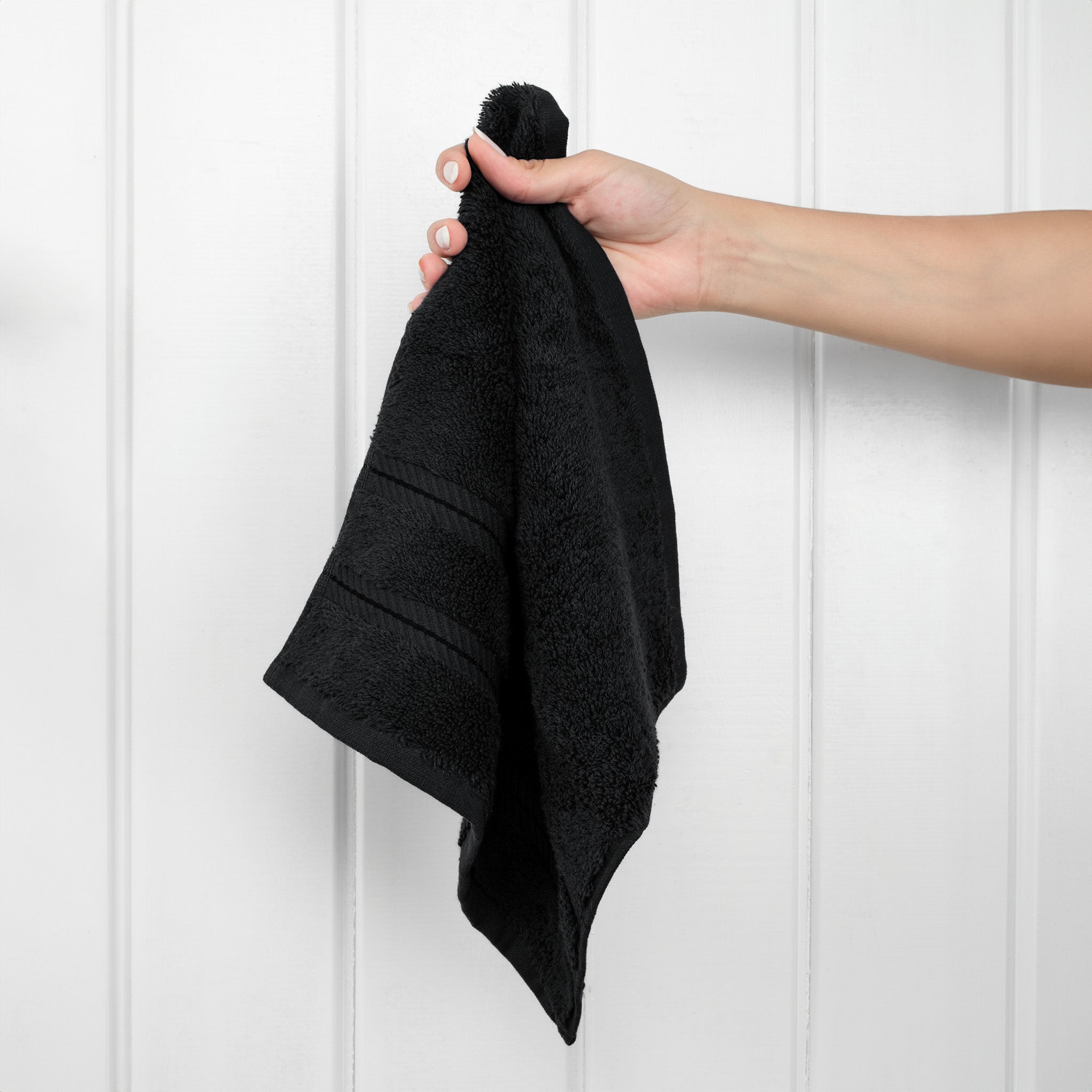 American Soft Linen 100% Turkish Cotton 4 Piece Washcloth Set black-2