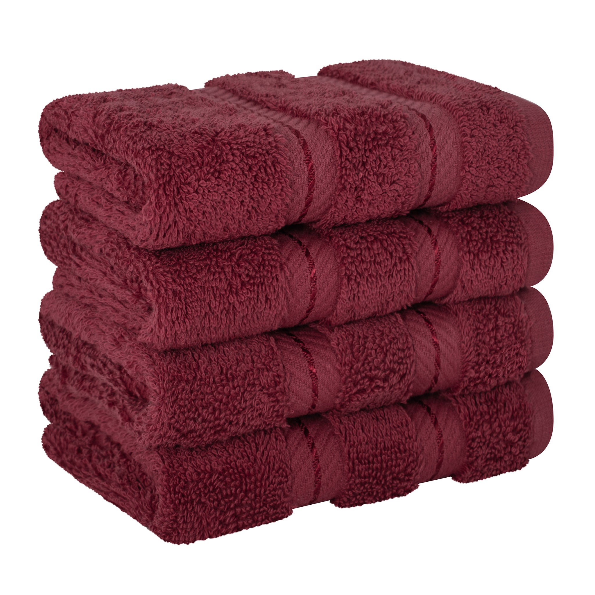 American Soft Linen 100% Turkish Cotton 4 Piece Washcloth Set bordeaux-red-6