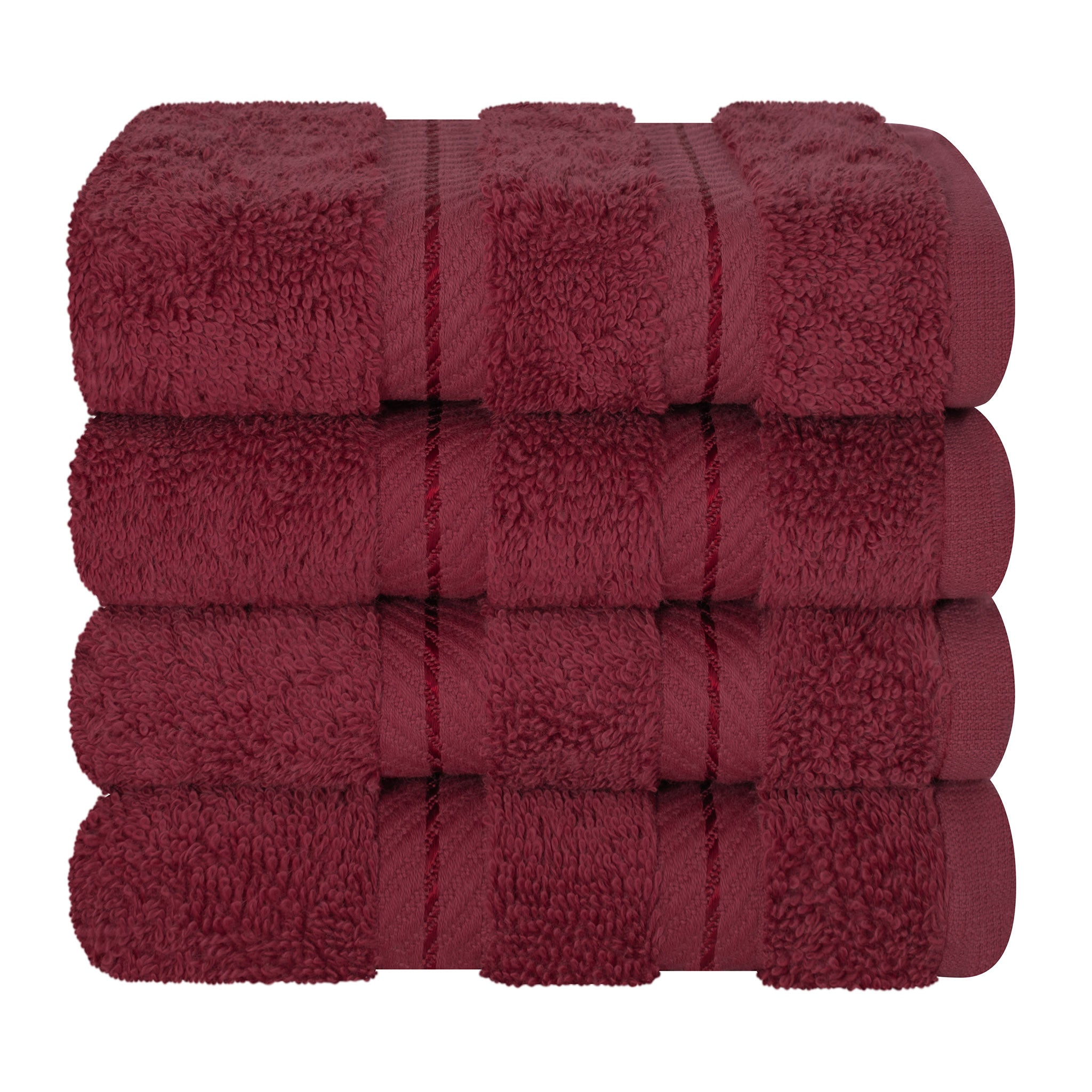 American Soft Linen 100% Turkish Cotton 4 Piece Washcloth Set bordeaux-red-7