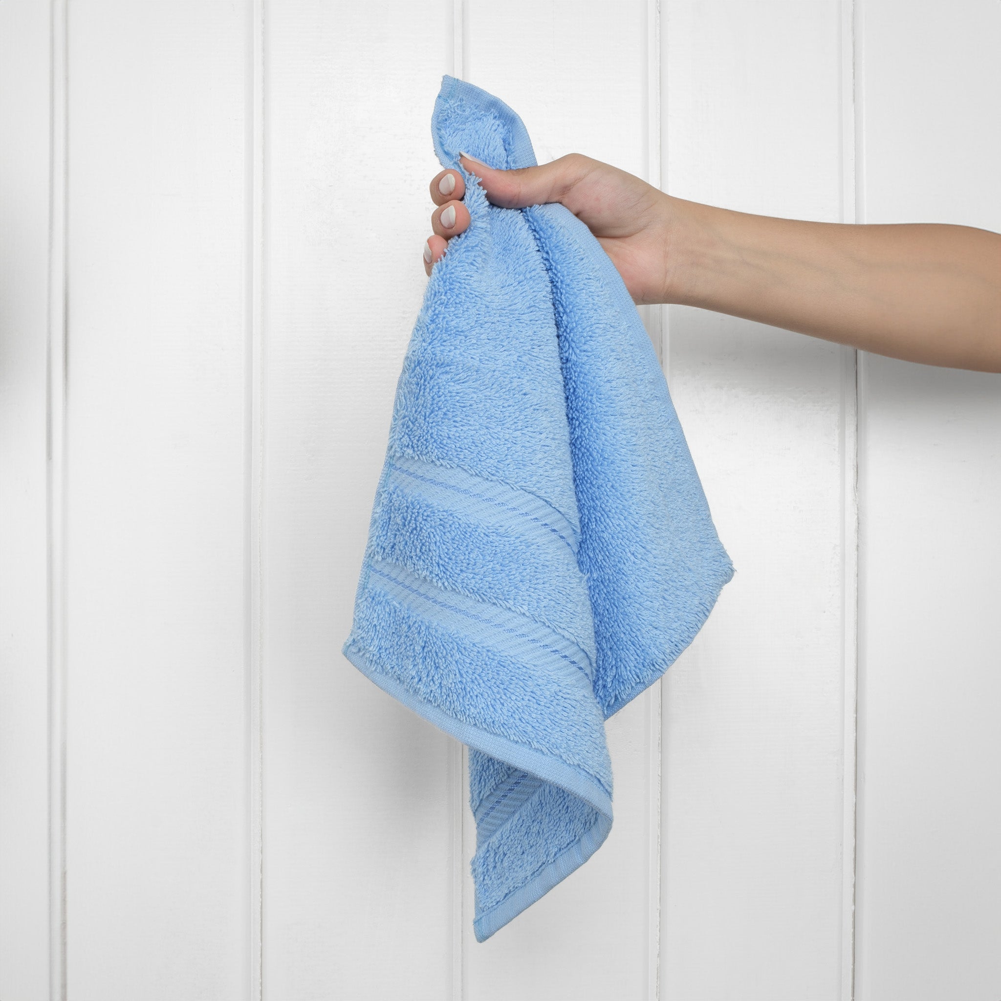 American Soft Linen 4 Pack Washcloth Set, 100% Cotton Washcloth Hand Face  Towels For Bathroom And Kitchen, Sky Blue : Target