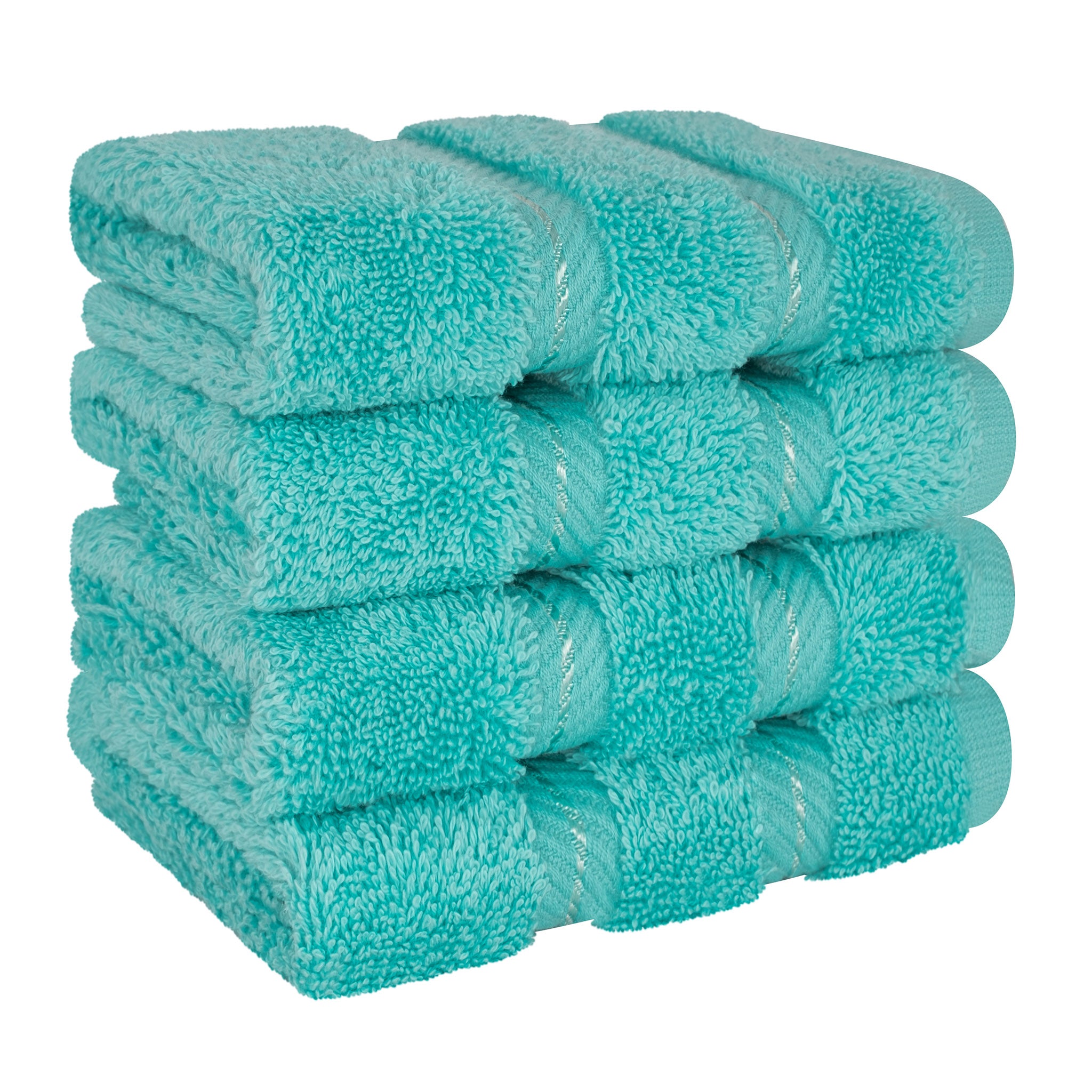 American Soft Linen 100% Turkish Cotton 4 Piece Washcloth Set turquoise-blue-6