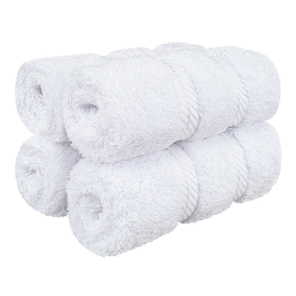 4 Piece 100% Cotton Softness, Elegance, Comfort Washcloth Turkish Towel Set