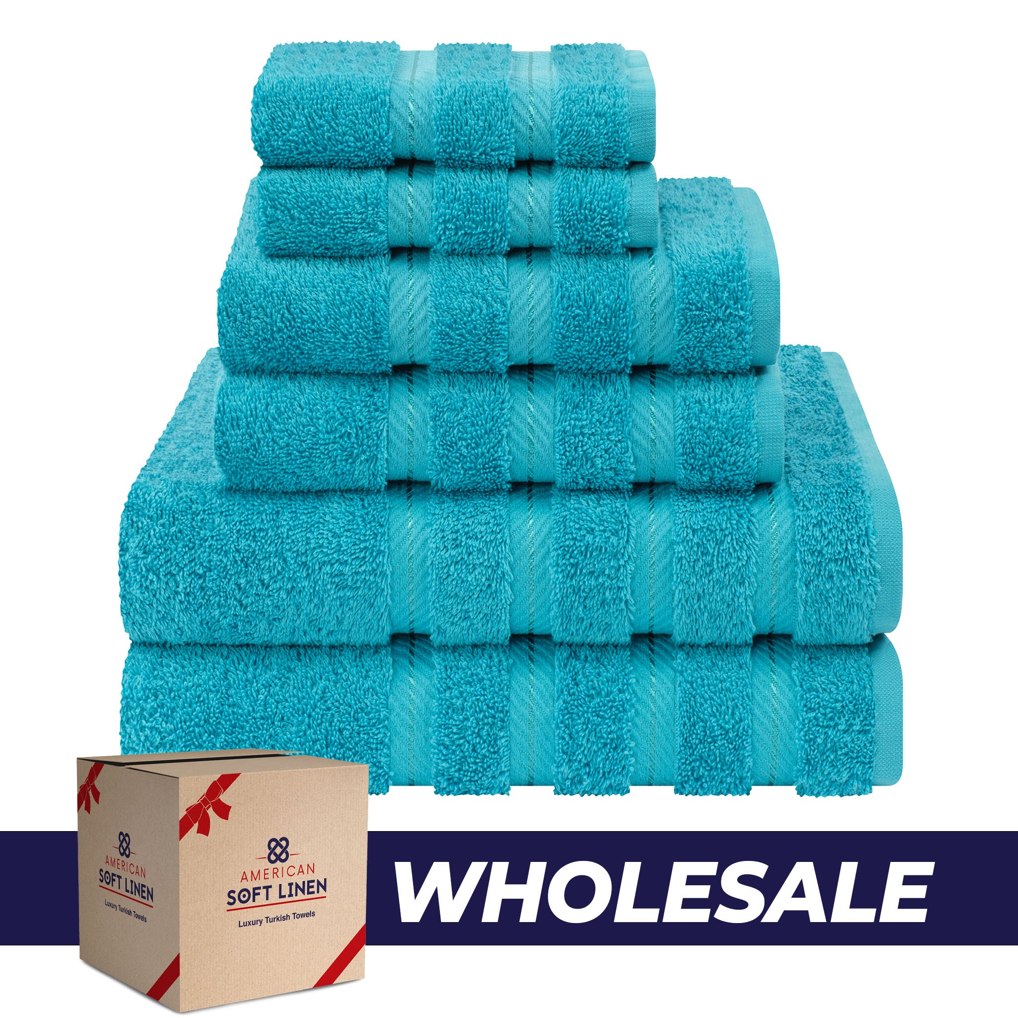 American Soft Linen 100% Turkish Cotton 6 Piece Towel Set Wholesale aqua-blue-0