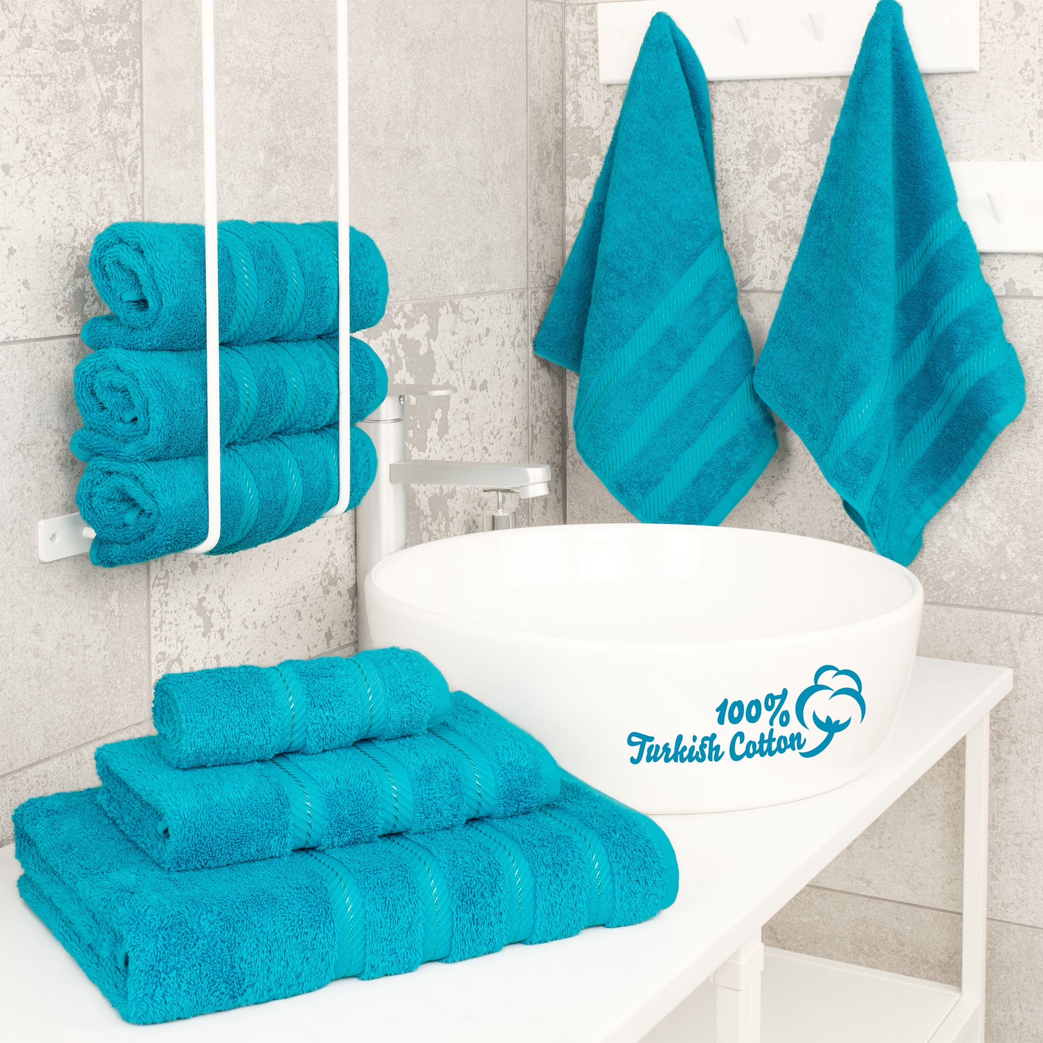American Soft Linen 100% Turkish Cotton 6 Piece Towel Set Wholesale aqua-blue-2
