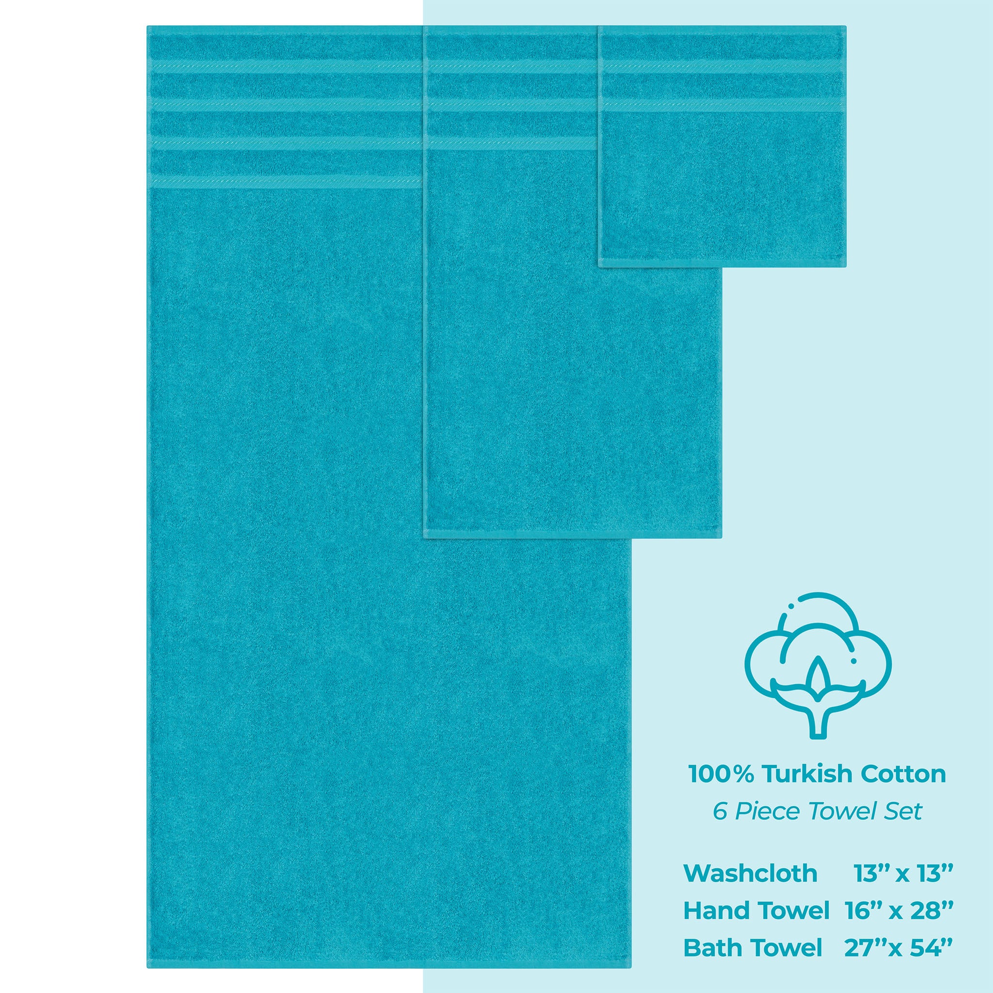 American Soft Linen 100% Turkish Cotton 6 Piece Towel Set Wholesale aqua-blue-4
