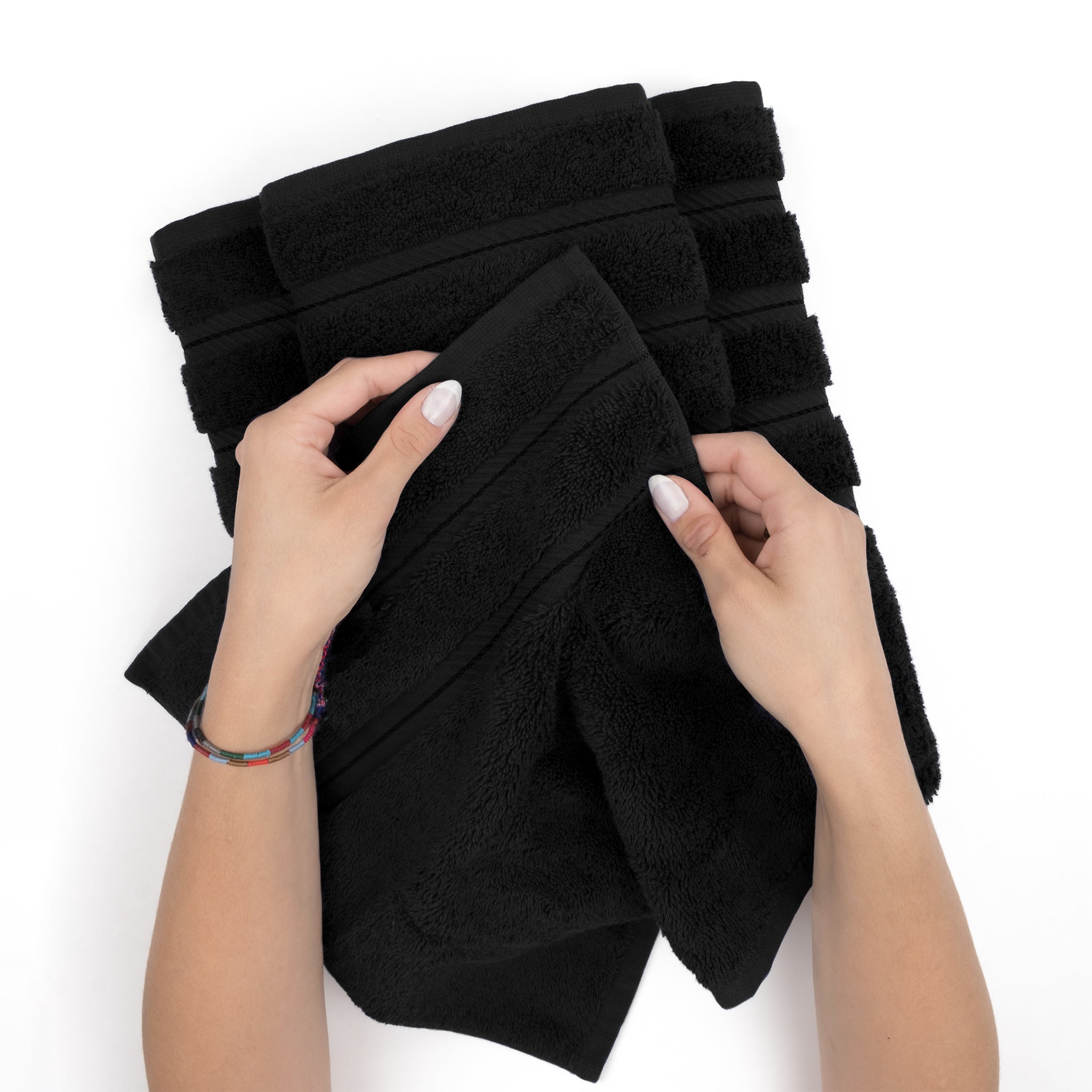 American Soft Linen 100% Turkish Cotton 6 Piece Towel Set Wholesale black-5