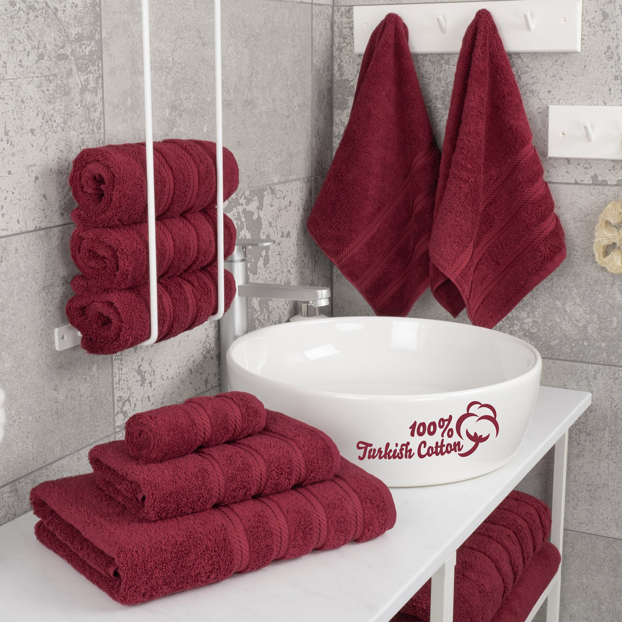 American Soft Linen 100% Turkish Cotton 6 Piece Towel Set Wholesale bordeaux-red-2