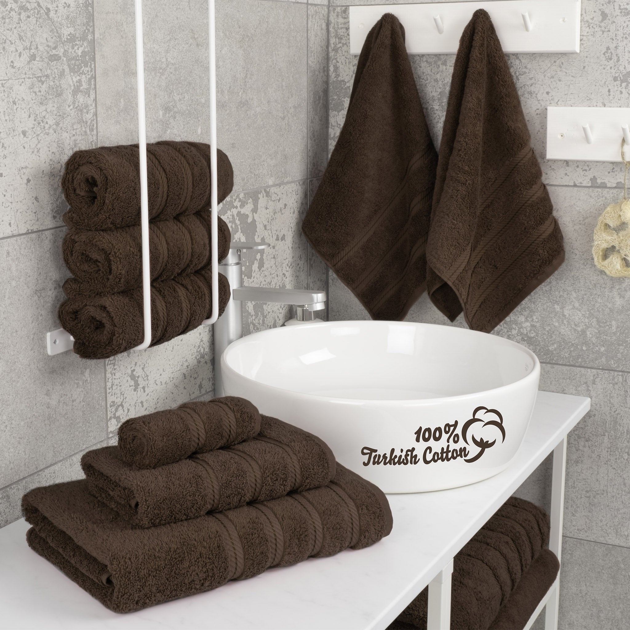 American Soft Linen 100% Turkish Cotton 6 Piece Towel Set Wholesale chocolate-brown-2
