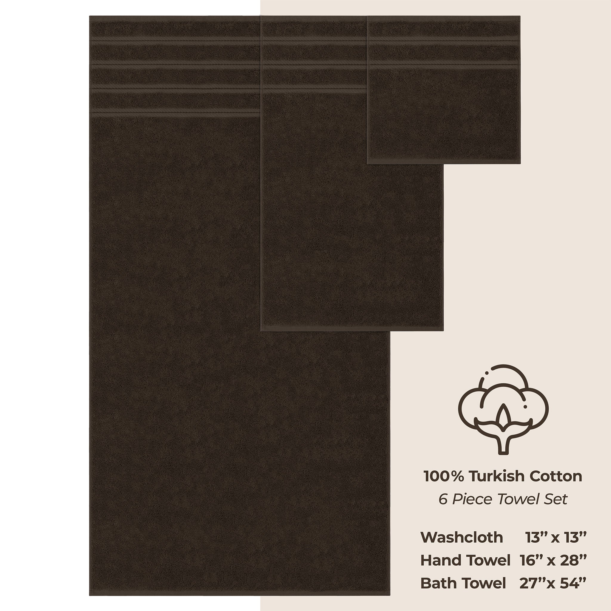 American Soft Linen 100% Turkish Cotton 6 Piece Towel Set Wholesale chocolate-brown-4