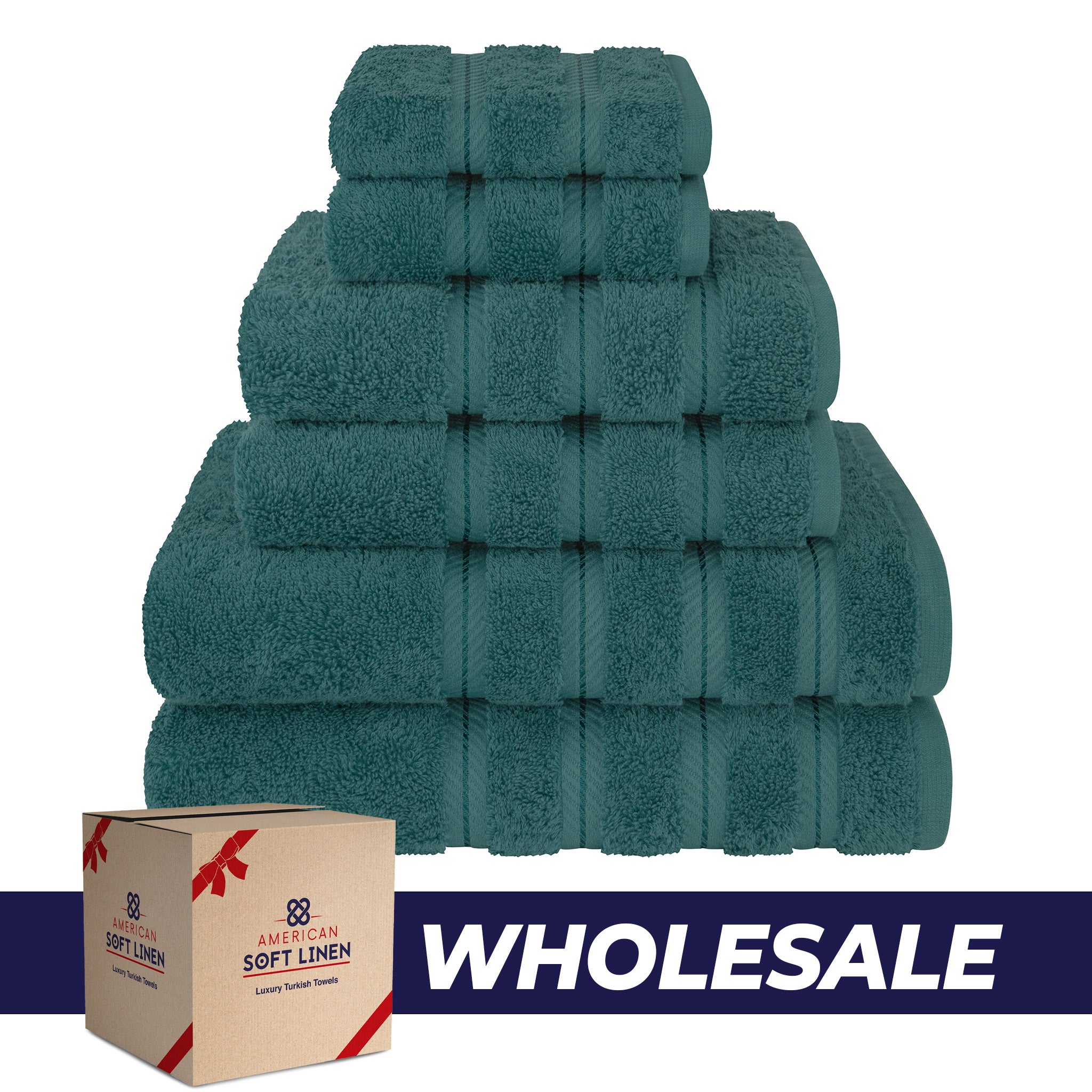 American Soft Linen 100% Turkish Cotton 6 Piece Towel Set Wholesale colonial-blue-0
