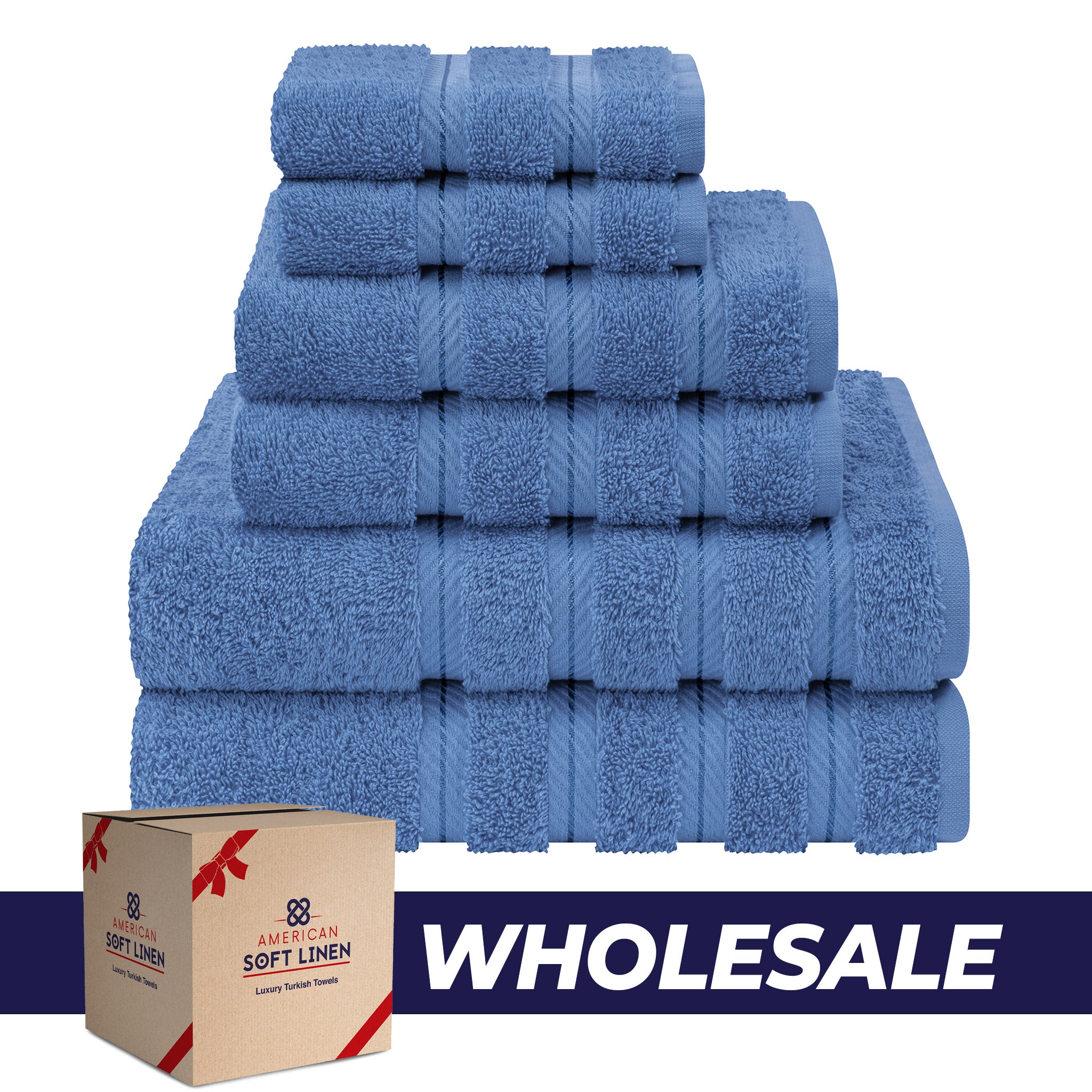 American Soft Linen 100% Turkish Cotton 6 Piece Towel Set Wholesale electric-blue-0