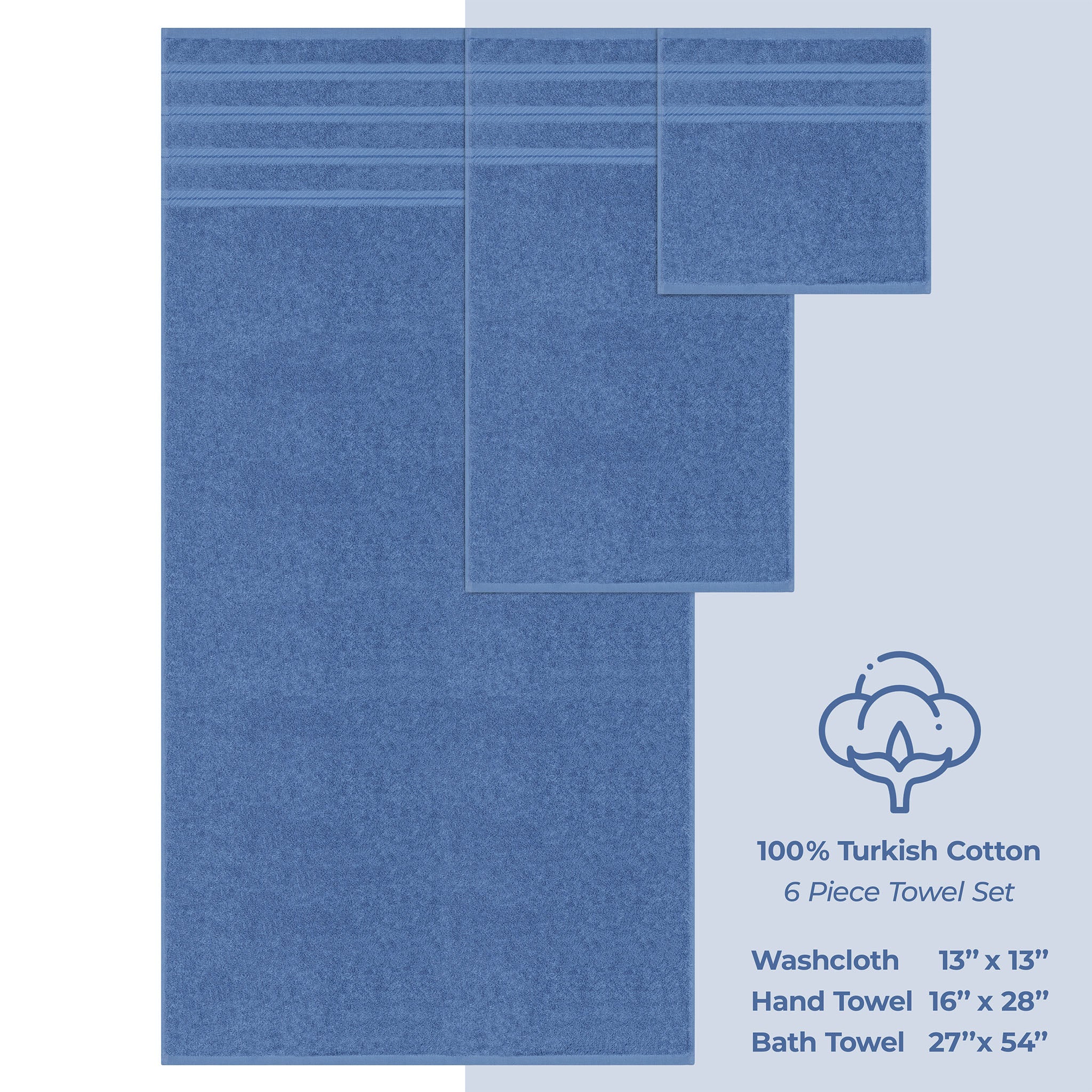 American Soft Linen 100% Turkish Cotton 6 Piece Towel Set Wholesale electric-blue-4
