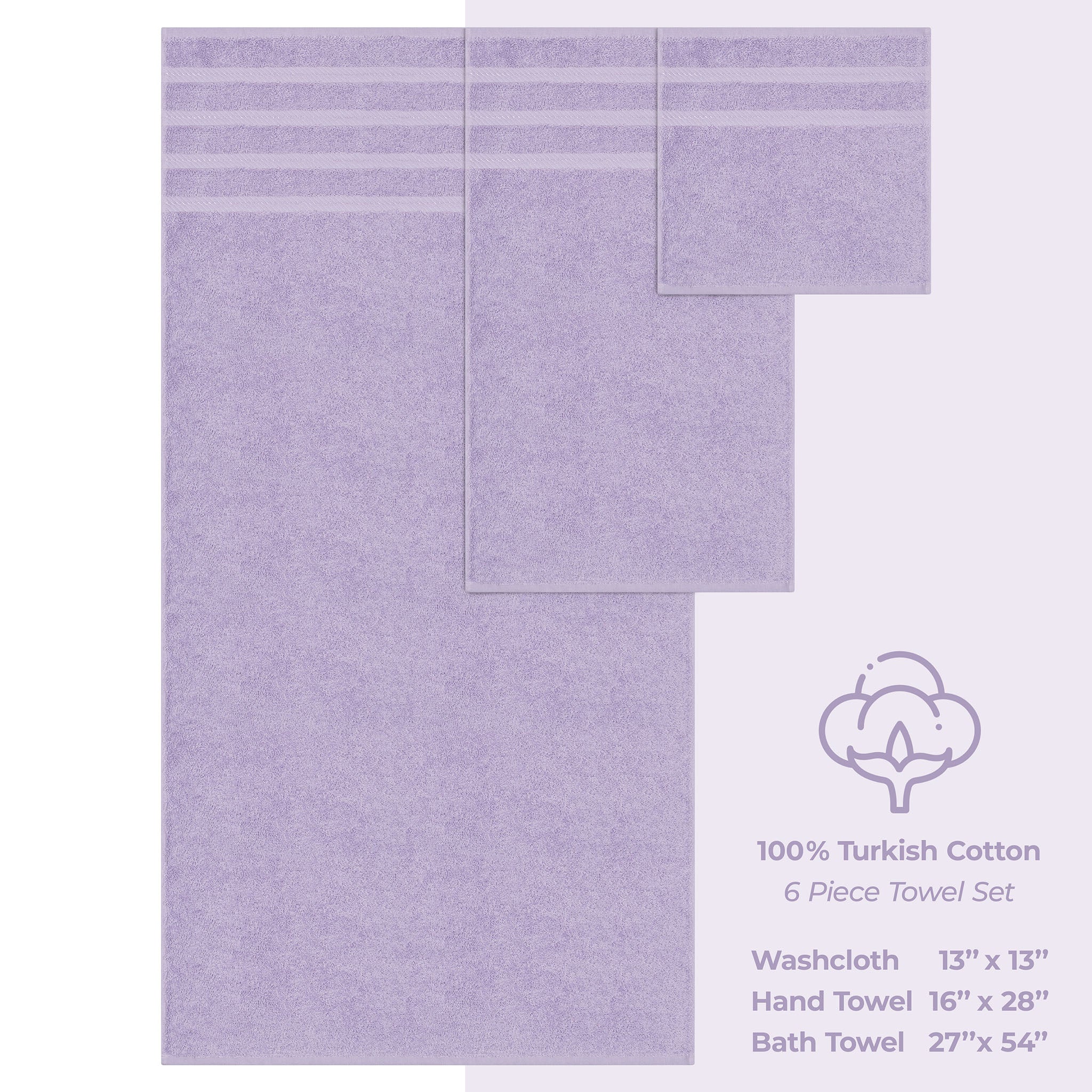 American Soft Linen 100% Turkish Cotton 6 Piece Towel Set Wholesale lilac-4