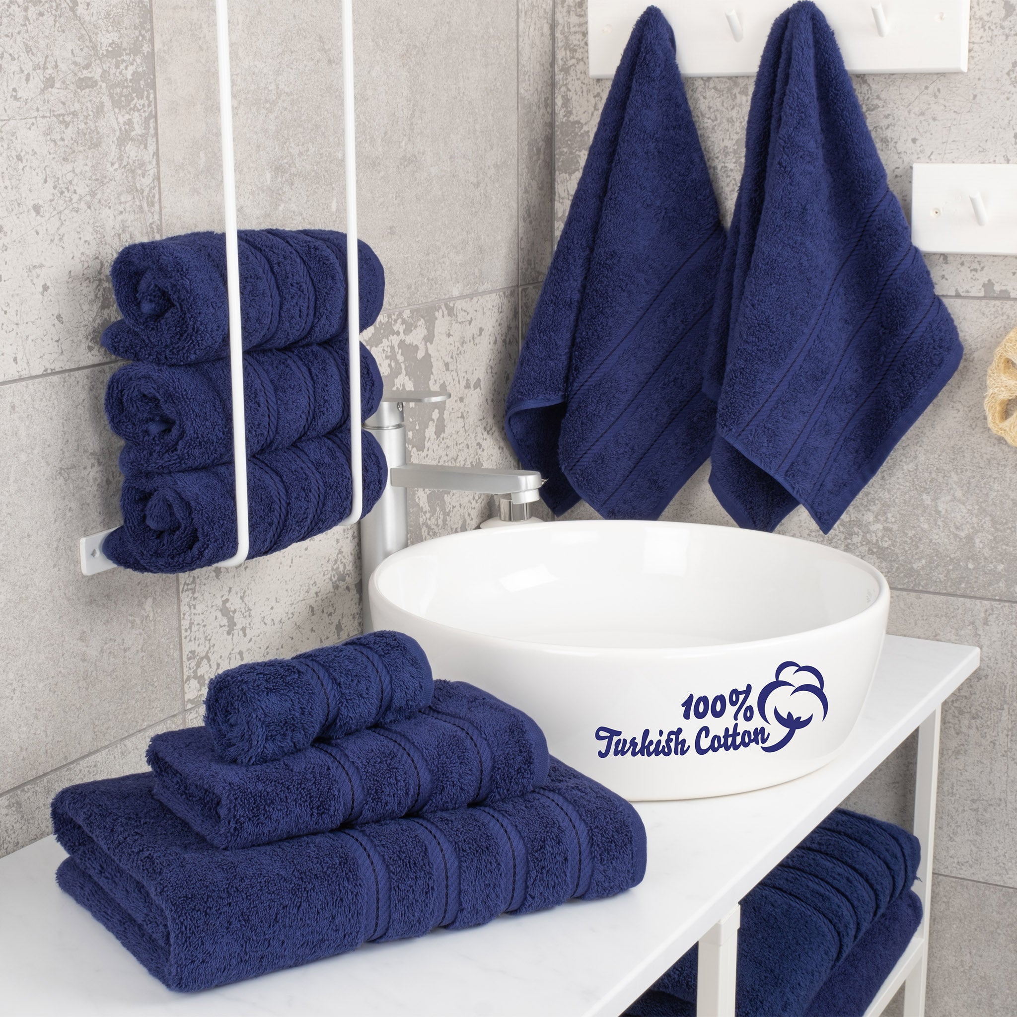 American Soft Linen 100% Turkish Cotton 6 Piece Towel Set Wholesale navy-blue-2