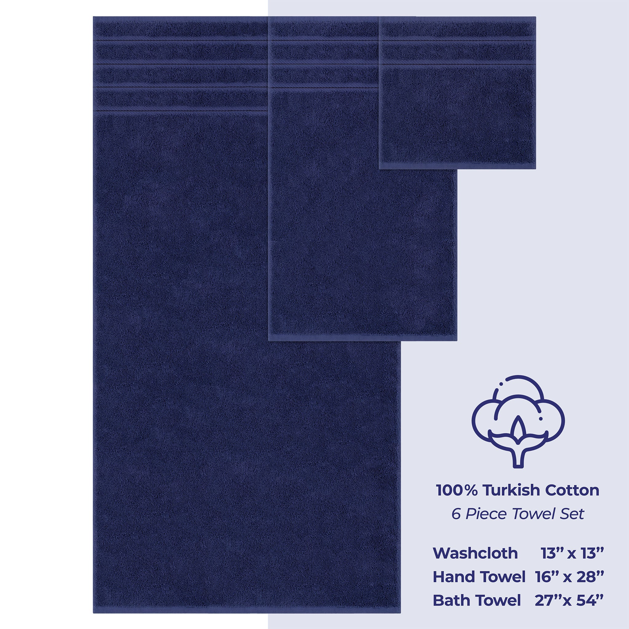 American Soft Linen 100% Turkish Cotton 6 Piece Towel Set Wholesale navy-blue-4