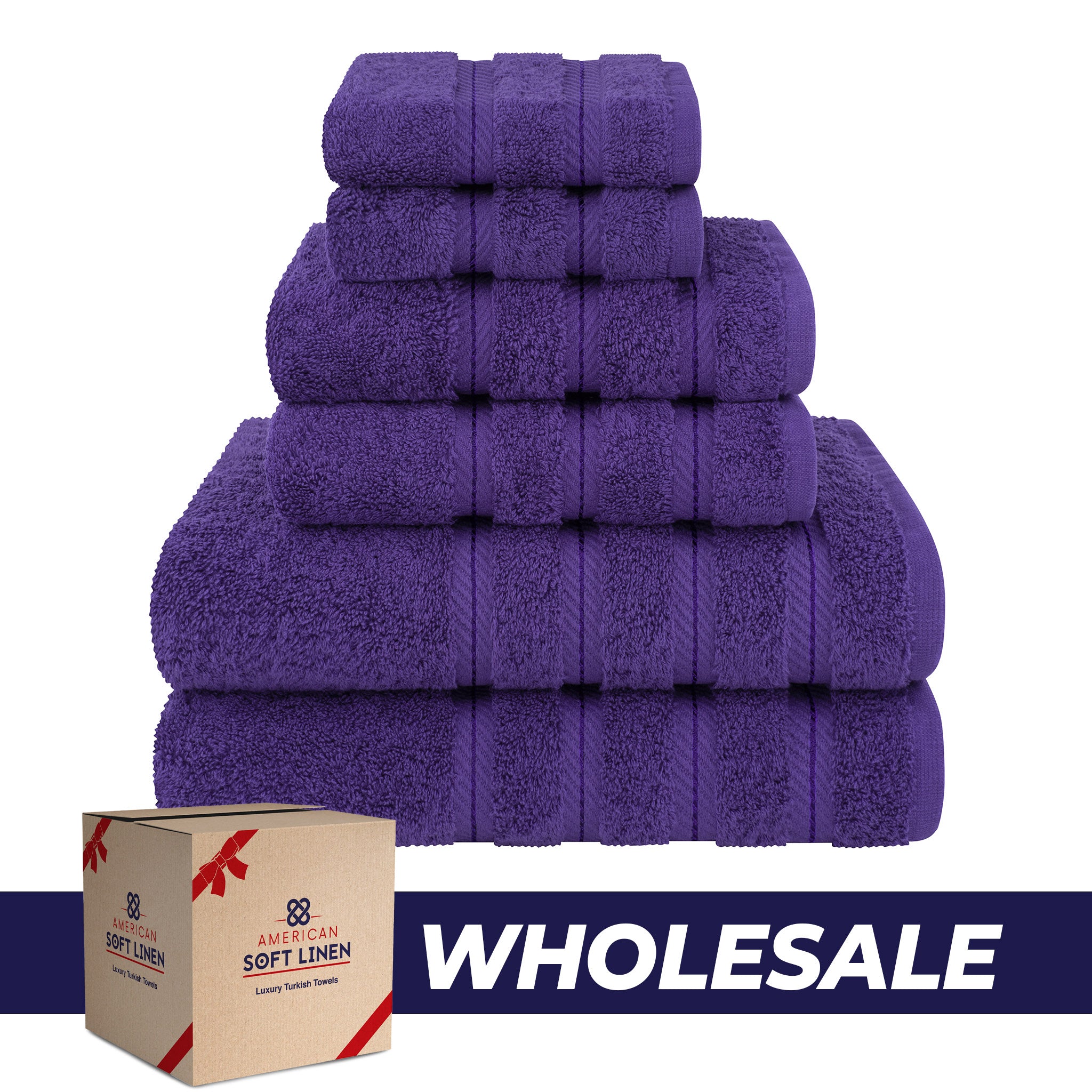 American Soft Linen 100% Turkish Cotton 6 Piece Towel Set Wholesale purple-0